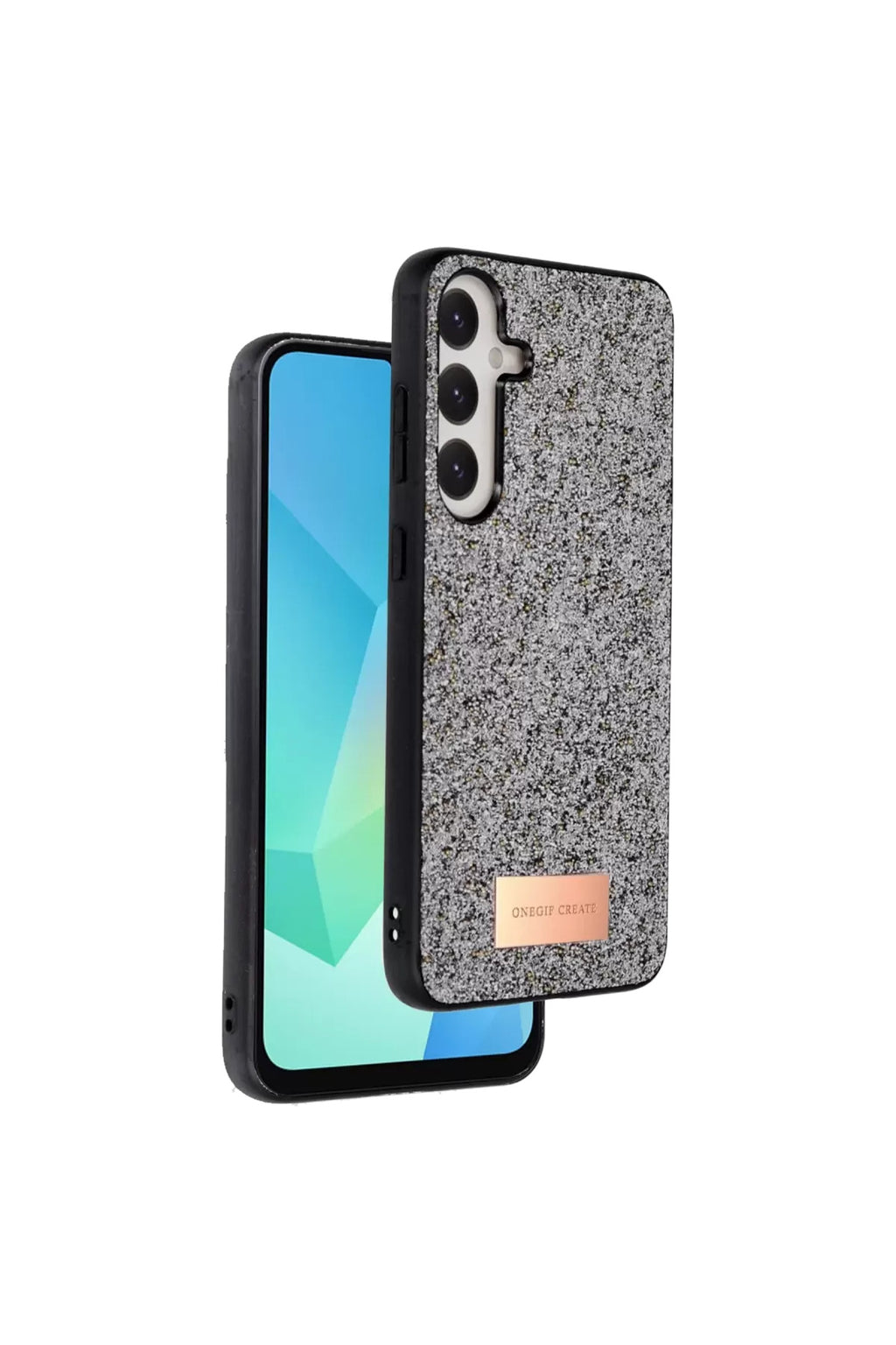 Onegif Samsung Galaxy A16 5G Uyumlu Bright Simli Kapak - Gümüş