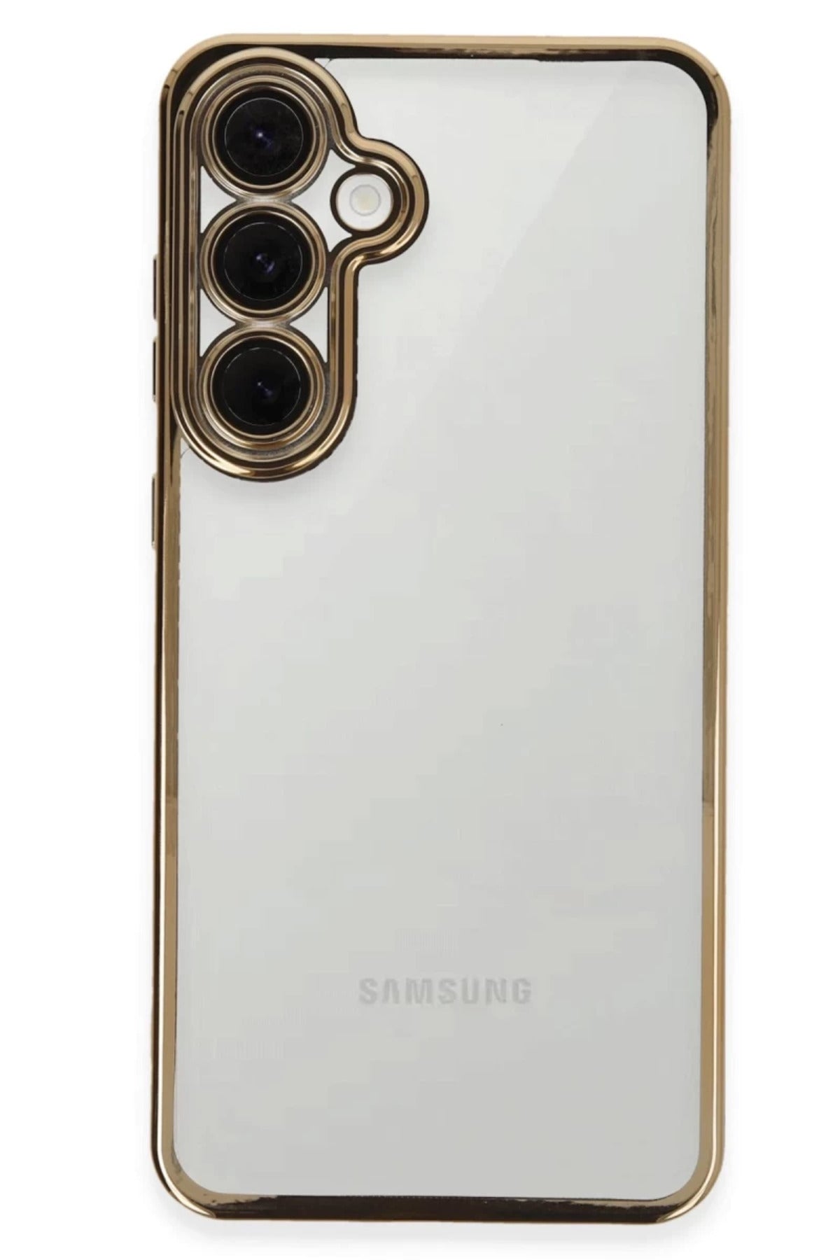 Samsung Galaxy S24 FE Uyumlu Kılıf Lensli Silikon - Gold