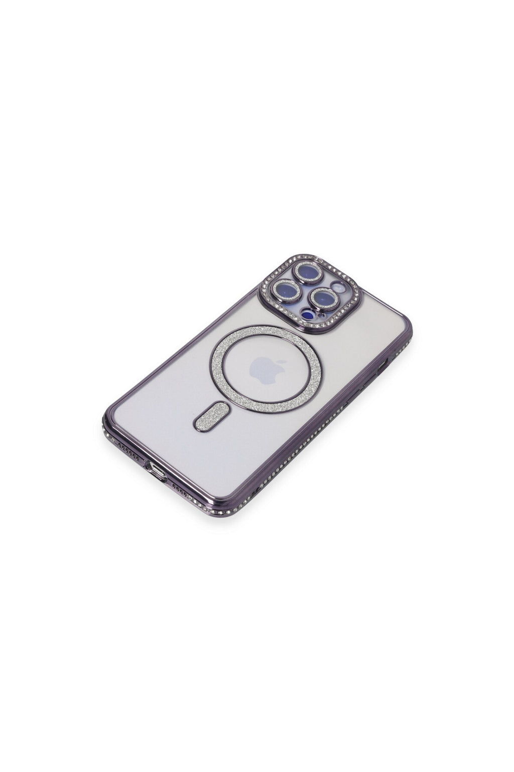Apple iPhone 15 Pro Max Uyumlu Kılıf Joke Simli Magneticsafe Kılıf - Derin Mor