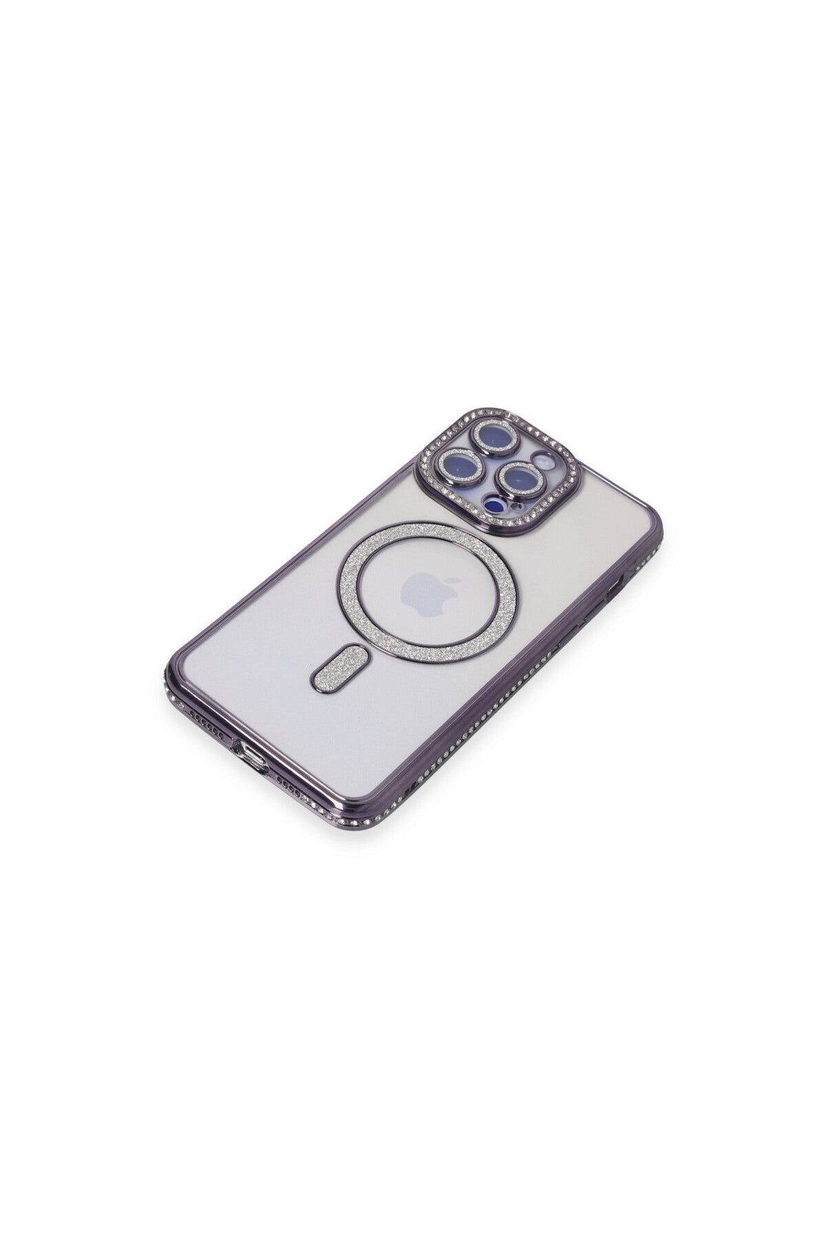 Apple iPhone 15 Pro Max Uyumlu Kılıf Joke Simli Magneticsafe Kılıf - Derin Mor