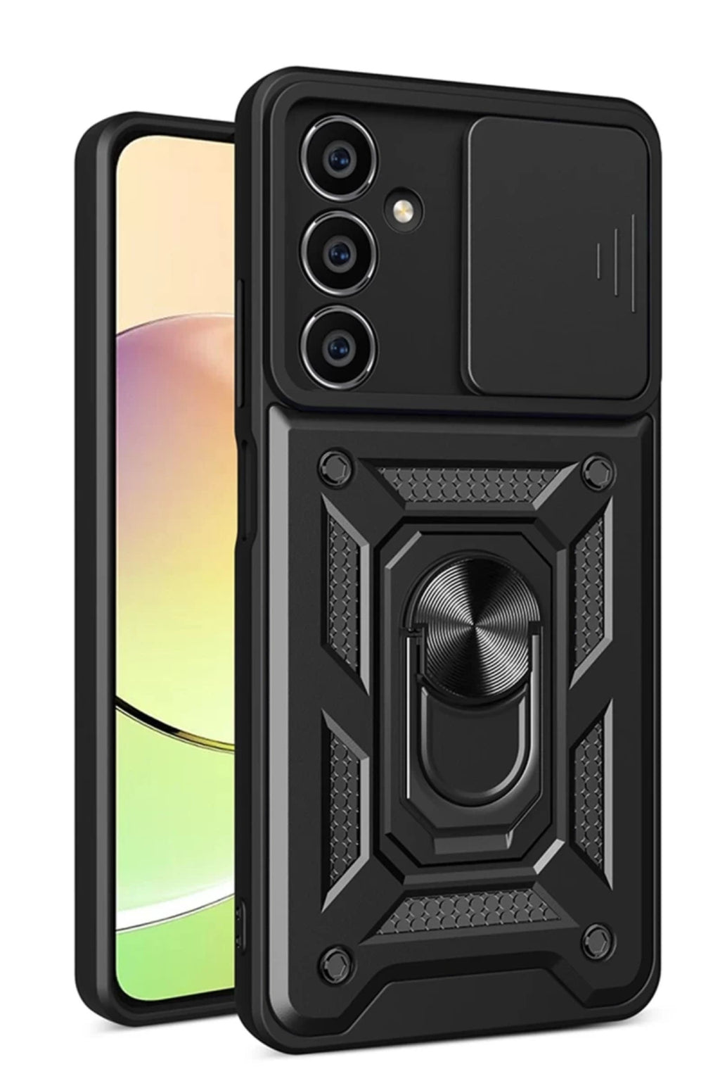 Samsung Galaxy A05S Uyumlu Kılıf Pars Lens Yüzüklü Silikon - Siyah