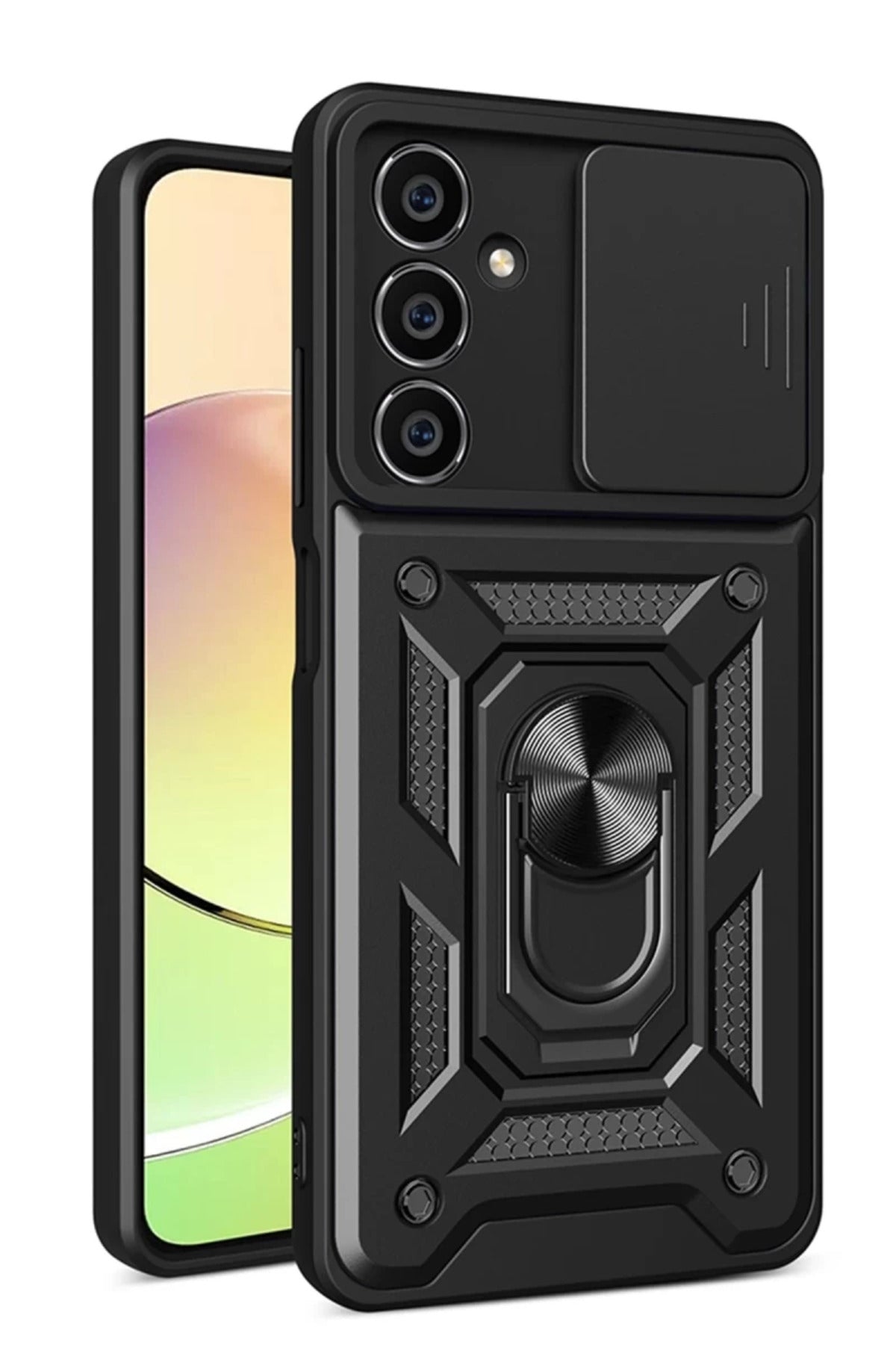 Samsung Galaxy A05S Uyumlu Kılıf Pars Lens Yüzüklü Silikon - Siyah
