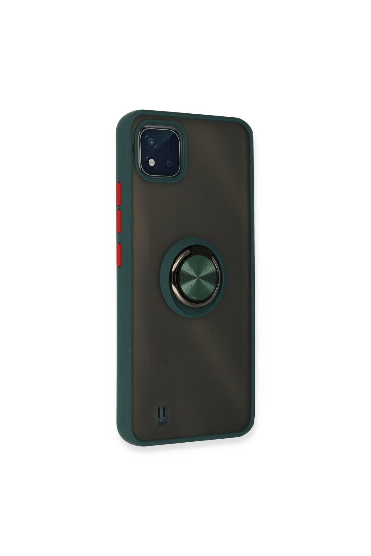 Realme C11 2021 Uyumlu Kılıf Montreal Yüzüklü Silikon Kapak - Yeşil