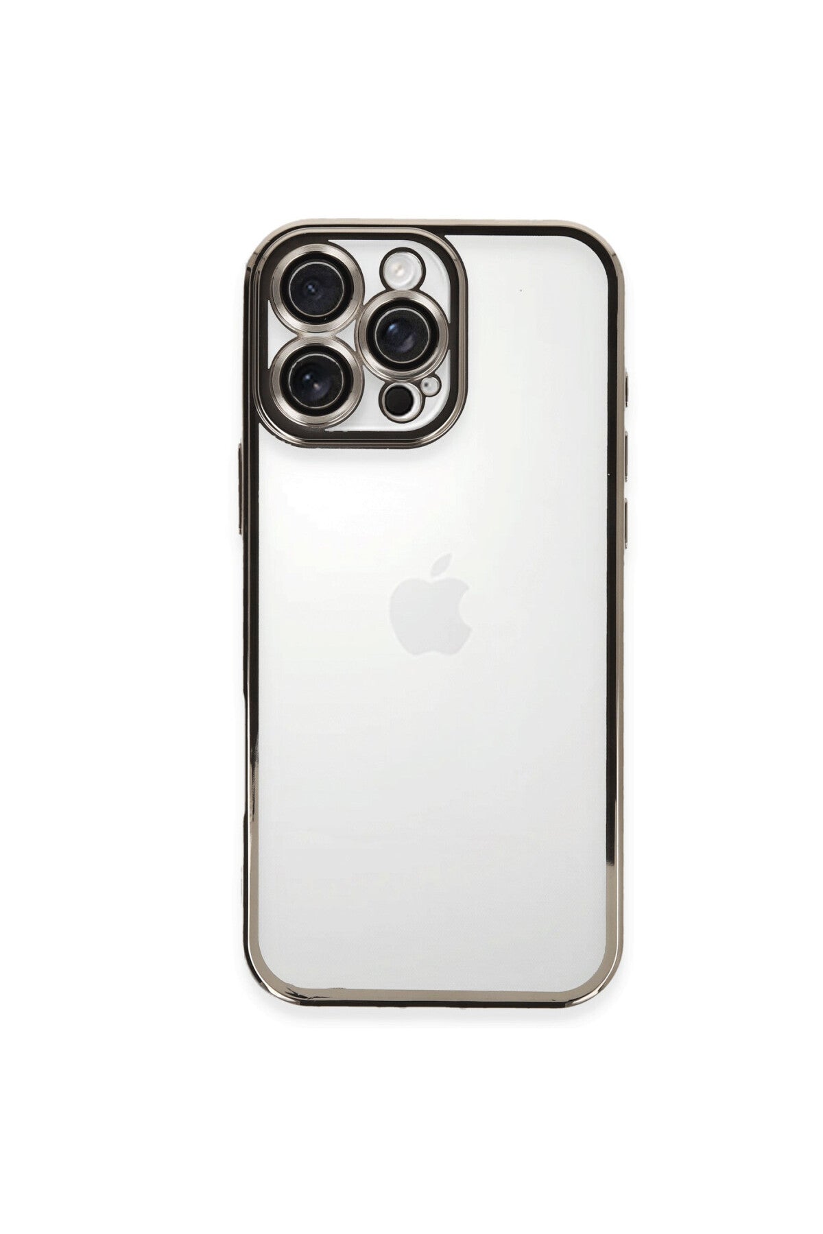 Apple iPhone 16 Pro Max Uyumlu Kılıf Lensli Silikon - Titanyum Gri