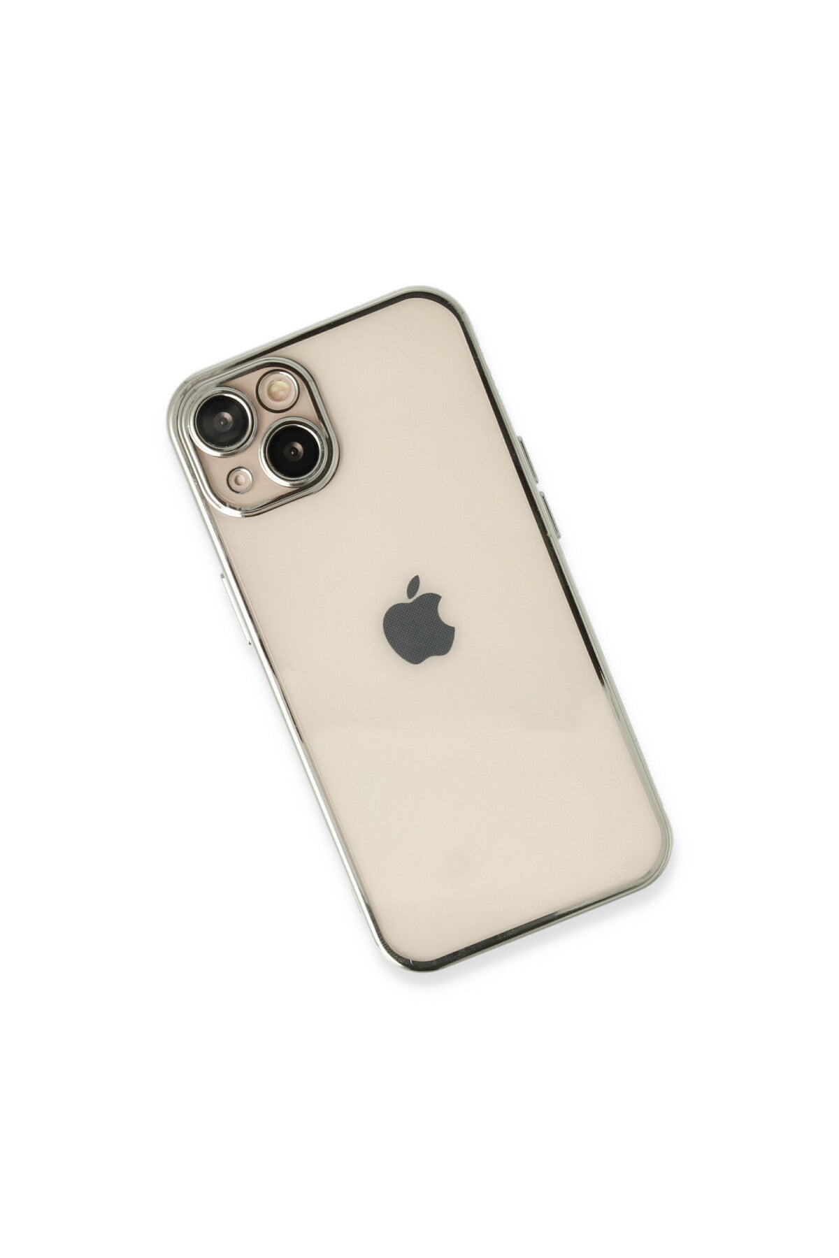 Apple iPhone 13 Uyumlu Kılıf Lensli Silikon - Gümüş