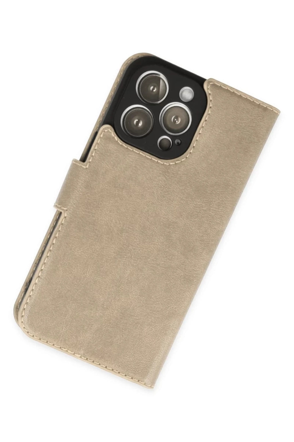 Apple iPhone 14 Pro Max Uyumlu Kılıf Trend S Plus Kapaklı Kılıf - Gold