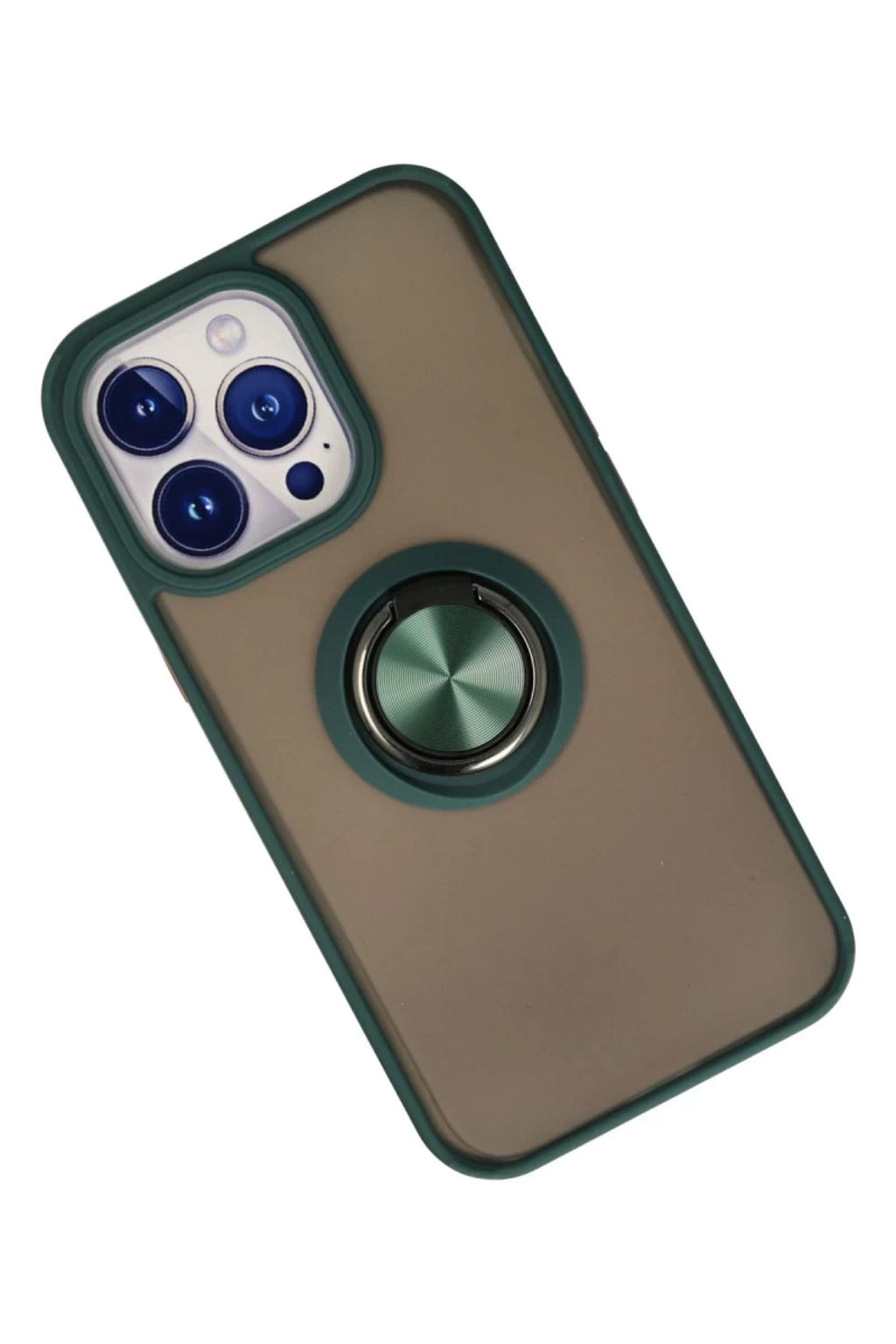 Apple iPhone 15 Pro Uyumlu Kılıf Montreal Yüzüklü Silikon Kapak - Yeşil