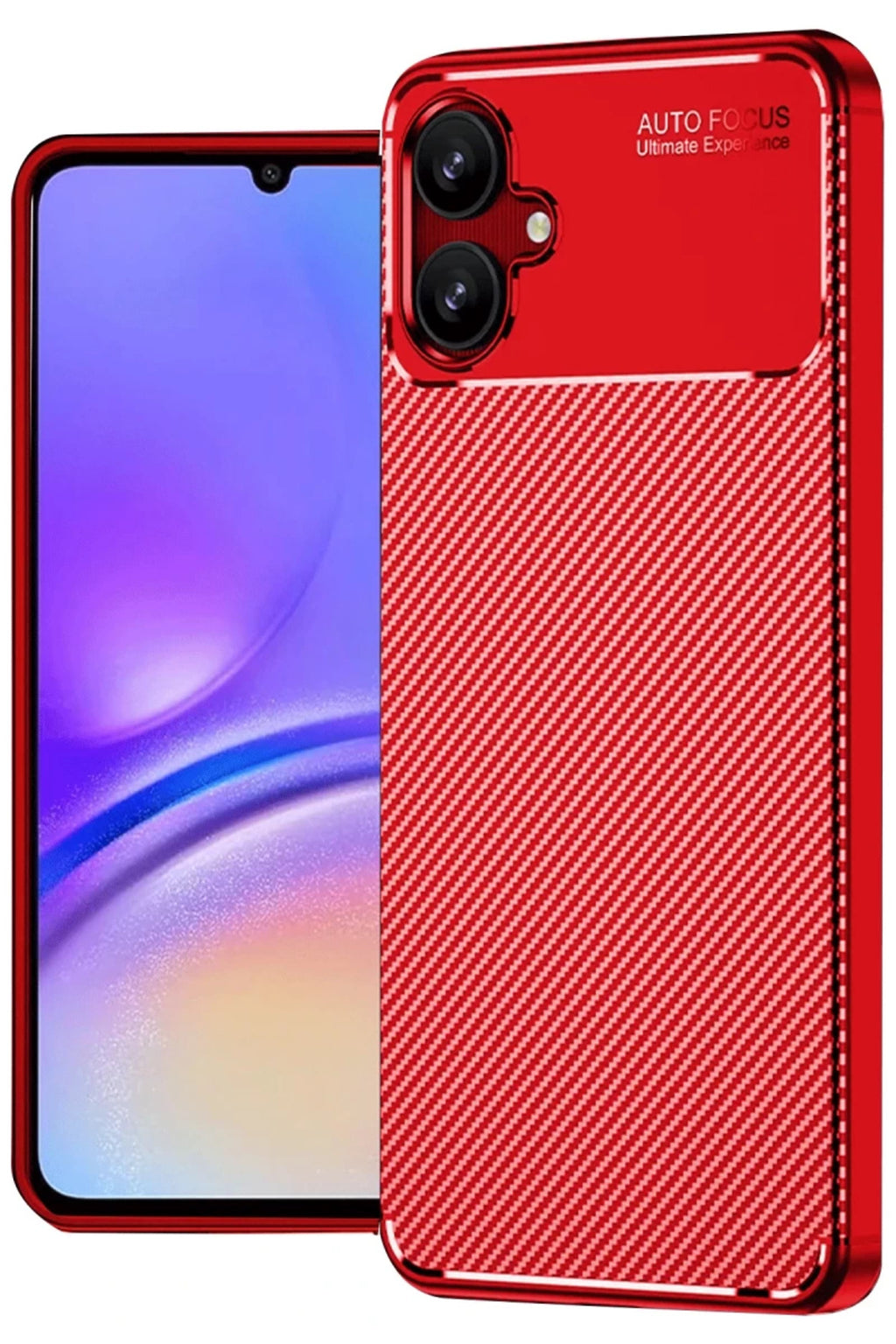 Samsung Galaxy A06 Uyumlu Kılıf Auto Focus Karbon Kapak - Kırmızı