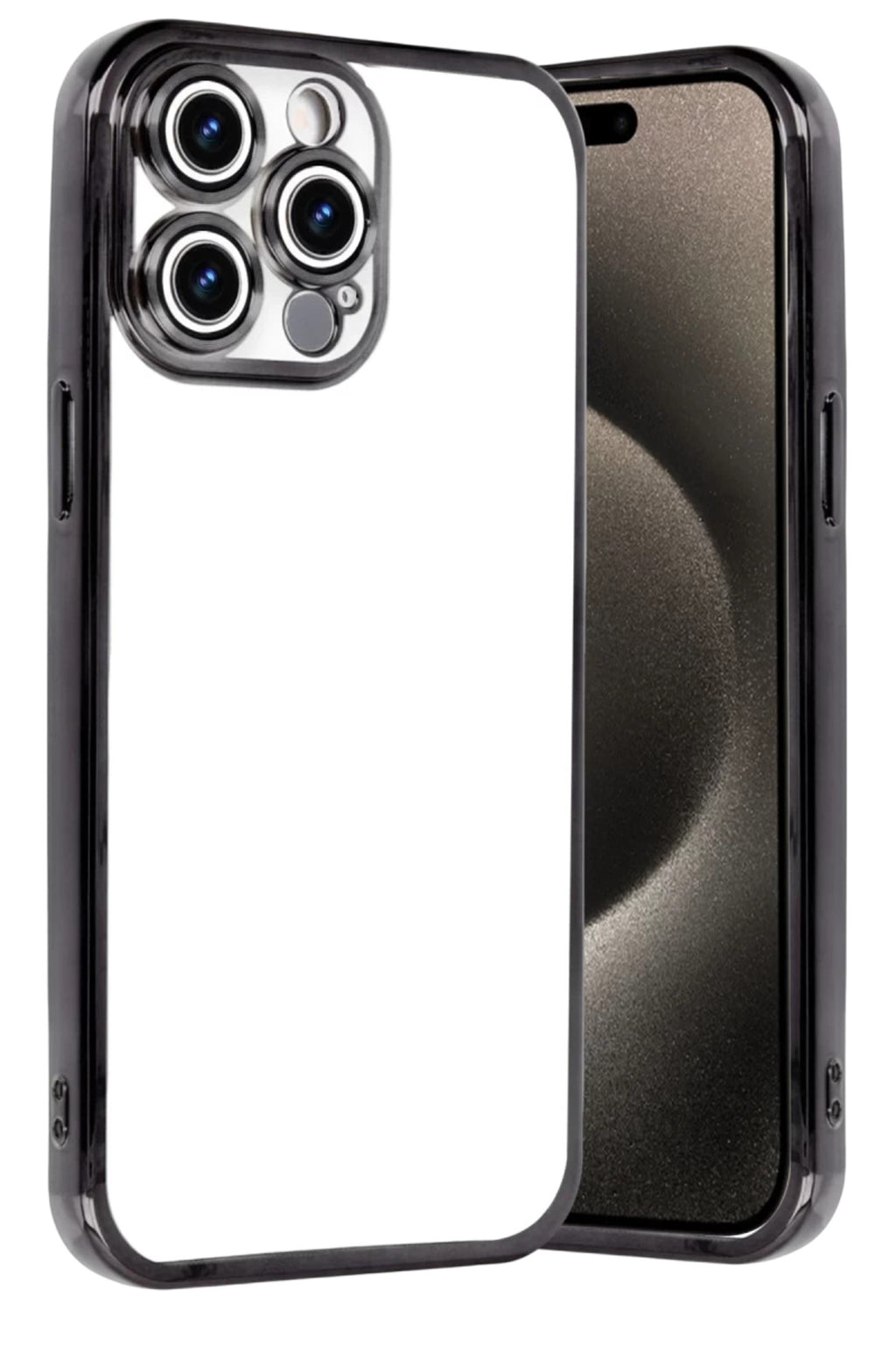 Apple iPhone 15 Pro Max Uyumlu Lensli Silikon - Siyah