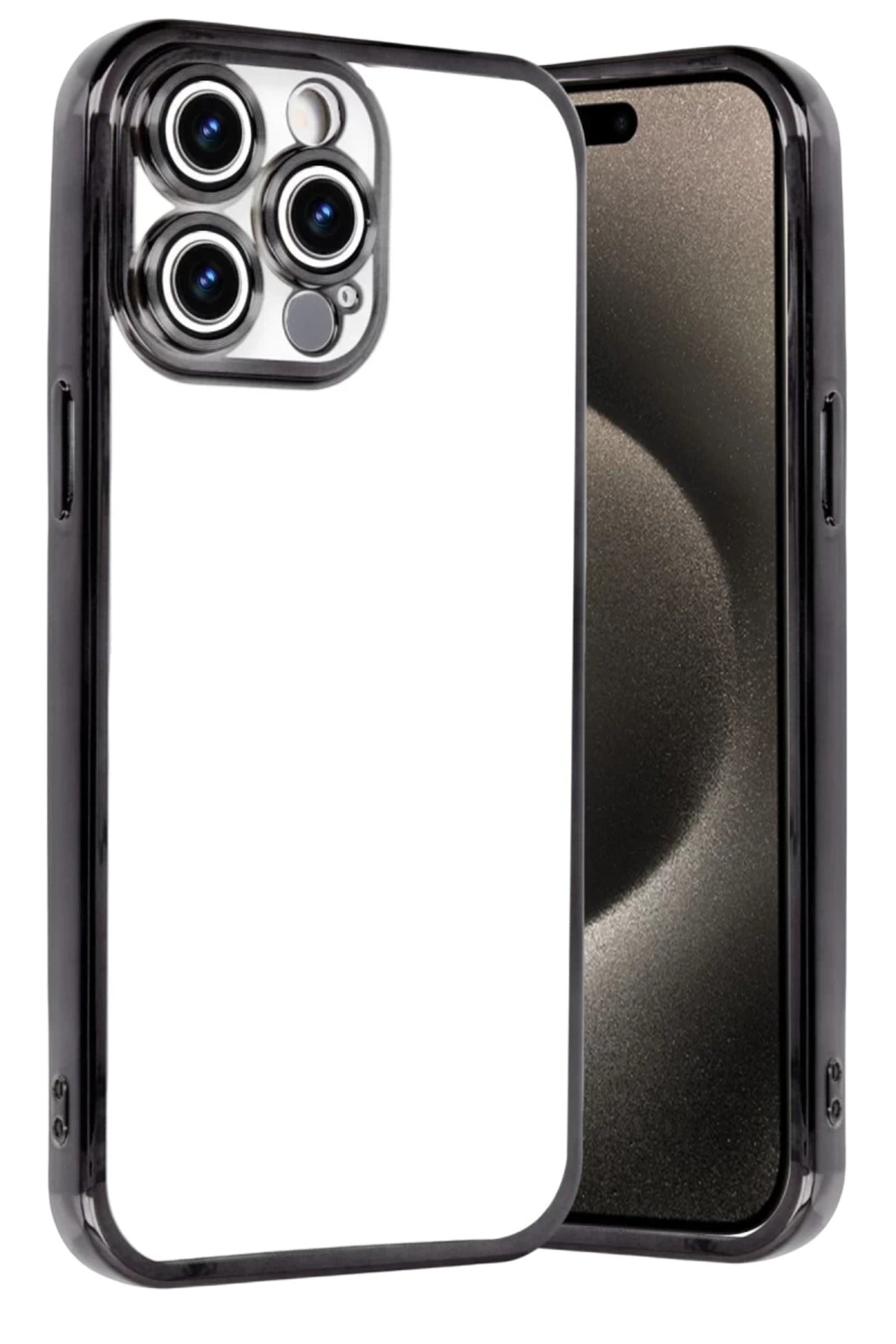 Apple iPhone 15 Pro Max Uyumlu Lensli Silikon - Siyah