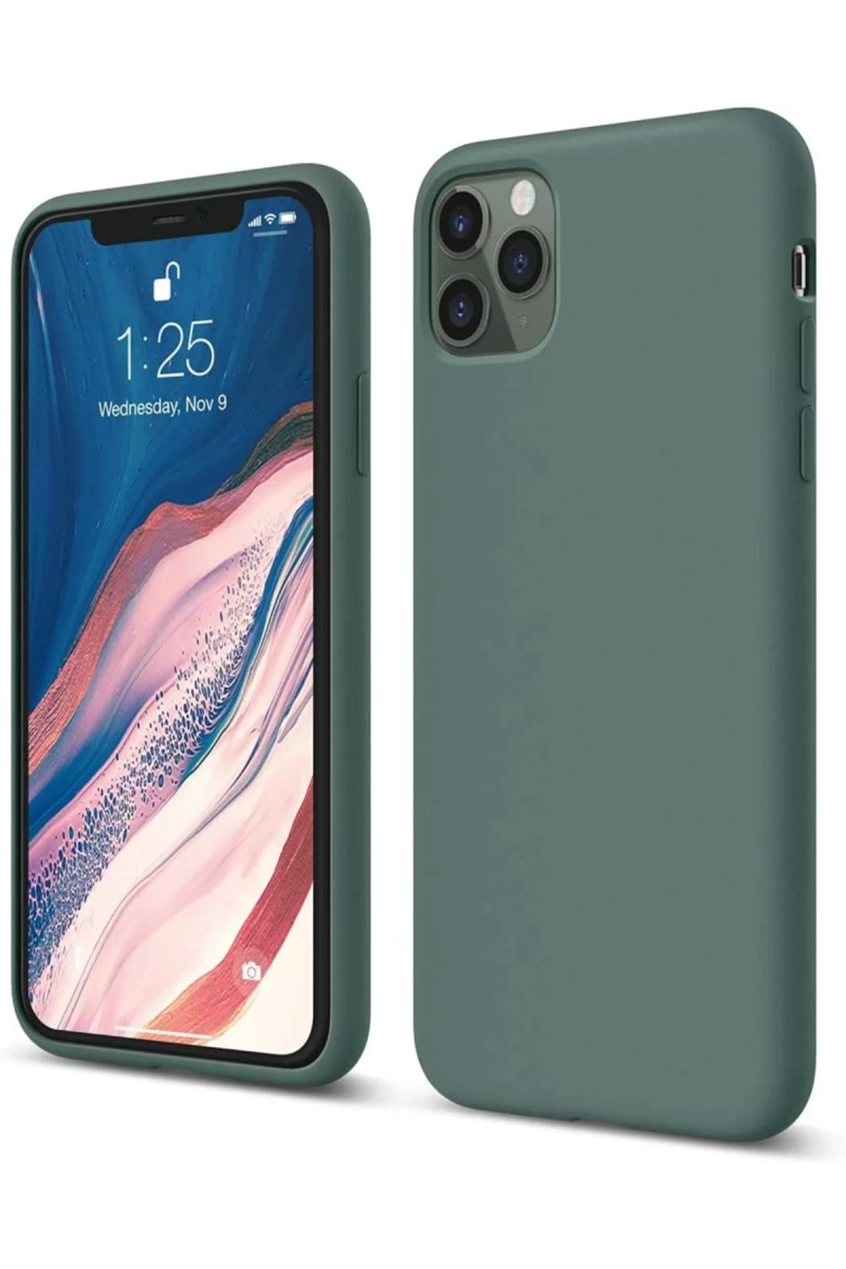 Apple iPhone 11 Pro Uyumlu Kılıf First Silikon - Koyu Yeşil