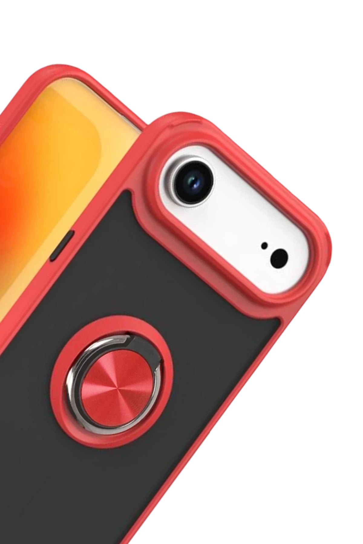 Apple iPhone 17 Air Uyumlu Montreal Yüzüklü Silikon Kapak - Kırmızı