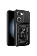 Vivo Y18 Uyumlu Kılıf Pars Lens Yüzüklü Silikon - Siyah