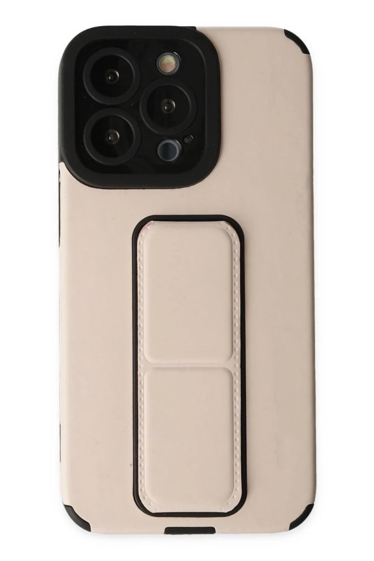 Apple iPhone 13 Pro Max Uyumlu Kılıf Mega Standlı Silikon - Gold