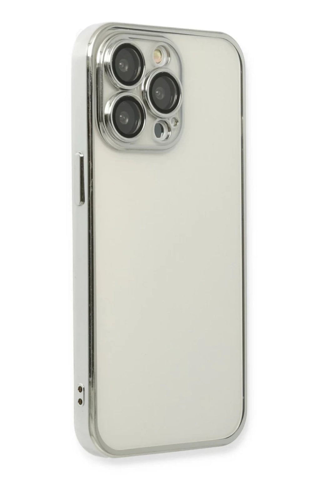 Apple iPhone 14 Pro Uyumlu Kılıf Lensli Silikon - Gümüş