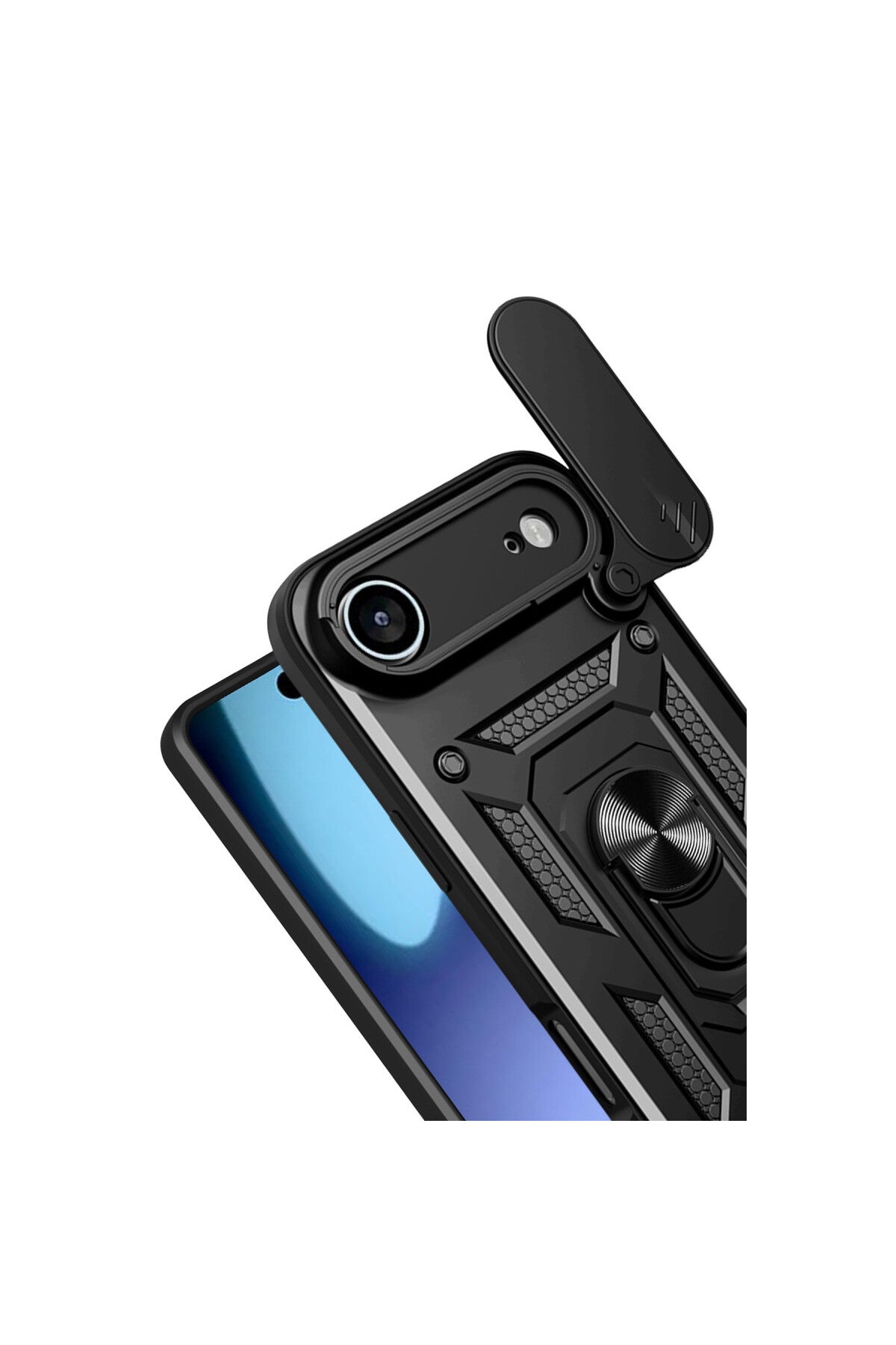 Apple iPhone 17 Air Uyumlu Pars Lens Yüzüklü Silikon - Siyah