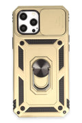 Apple iPhone 12 Pro Max Uyumlu Kılıf Pars Lens Yüzüklü Silikon - Gold