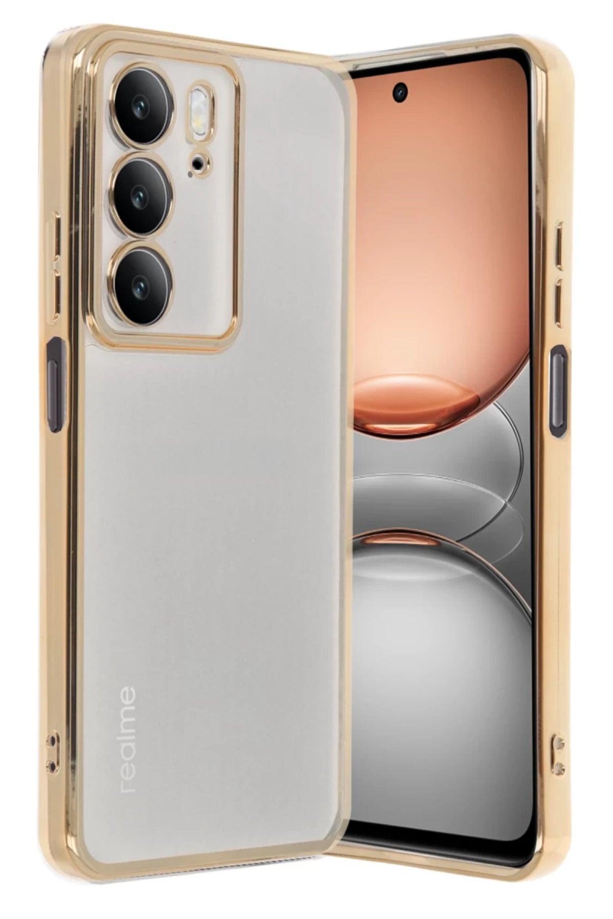 Realme C75 4G Uyumlu Kılıf Lensli Silikon - Gold