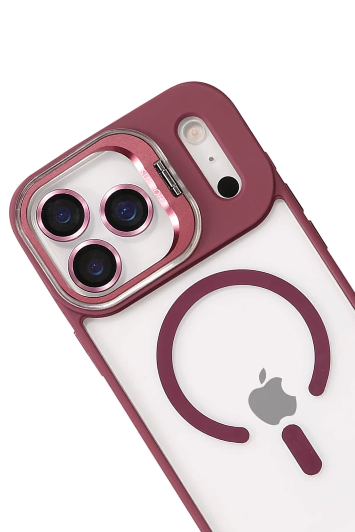 Joko Apple iPhone 17 Pro Max Uyumlu Remim Lensli Magsafe Standlı Kapak - Bordo