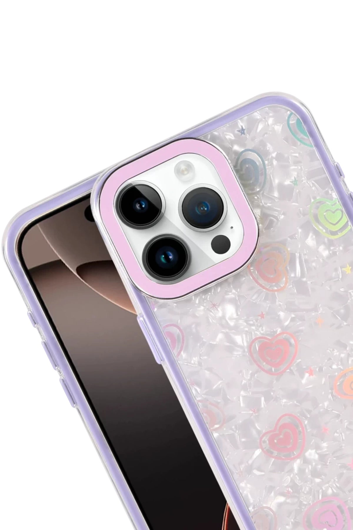 Apple iPhone 15 Pro Max Uyumlu Lumi Desenli Kapak - Mor