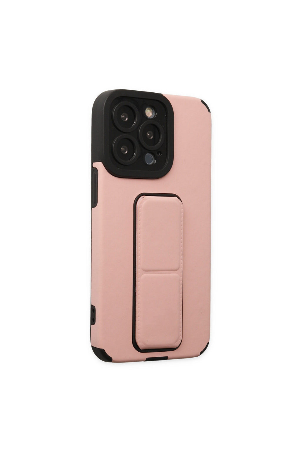 Apple iPhone 13 Pro Max Uyumlu Kılıf Mega Standlı Silikon - Pudra