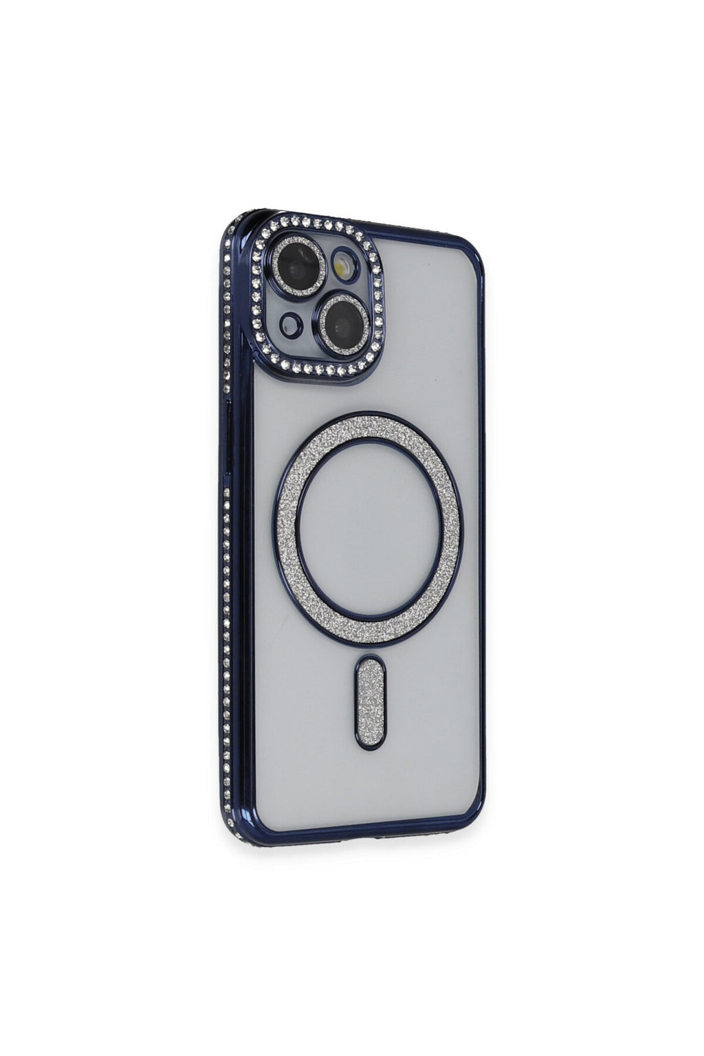 Apple iPhone 14 Uyumlu Kılıf Joke Simli Magneticsafe Kılıf - Lacivert