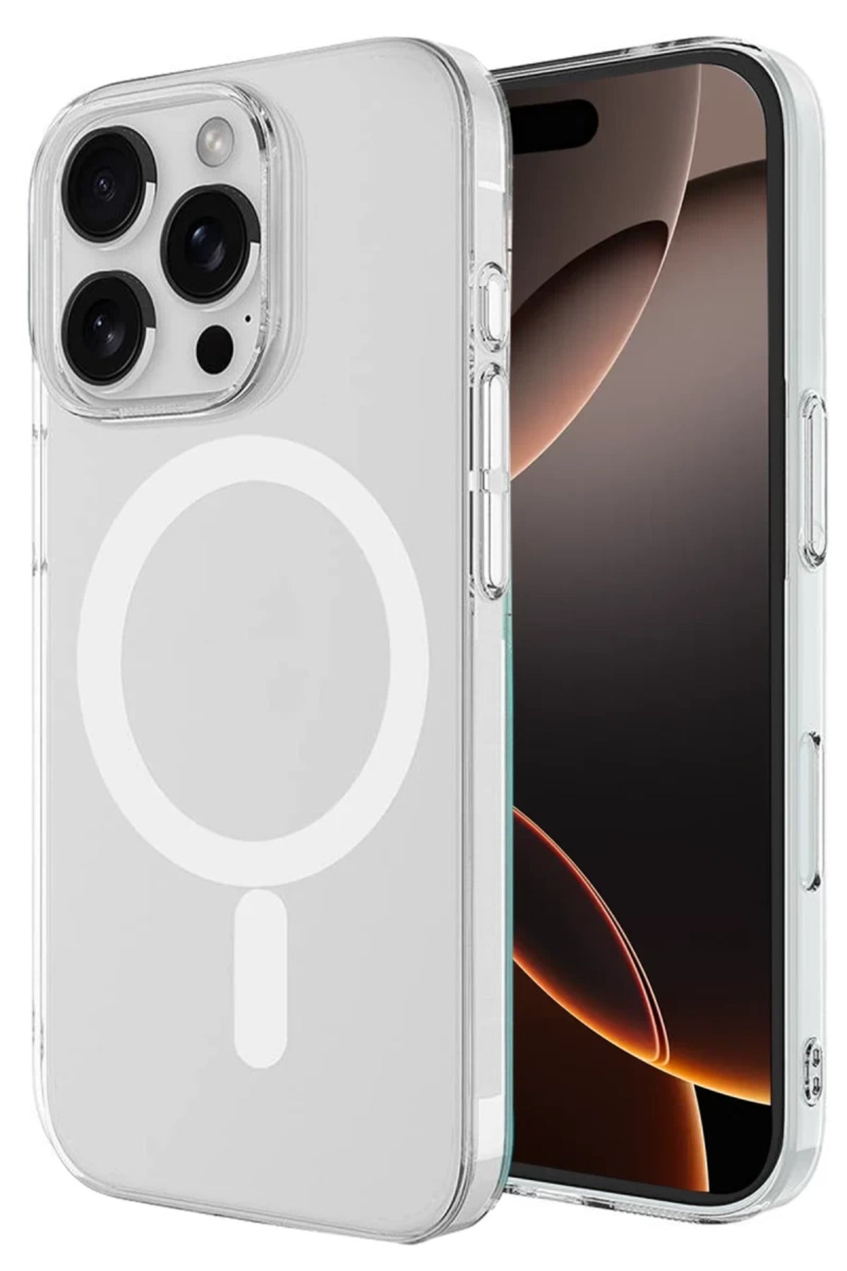 Apple iPhone 16 Pro Uyumlu Kılıf Magneticsafe Şeffaf Silikon - Şeffaf