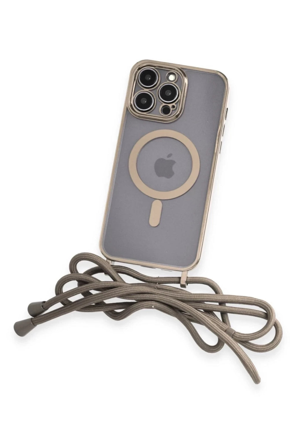 Apple iPhone 14 Pro Uyumlu Kılıf Divo Lazer Askılı Magsafe Kapak - Gold