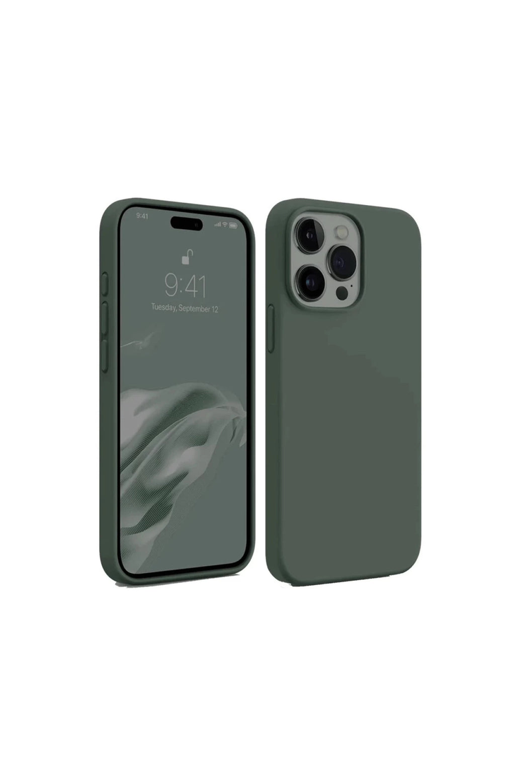 Apple iPhone 15 Pro Uyumlu Kılıf First Silikon - Koyu Yeşil