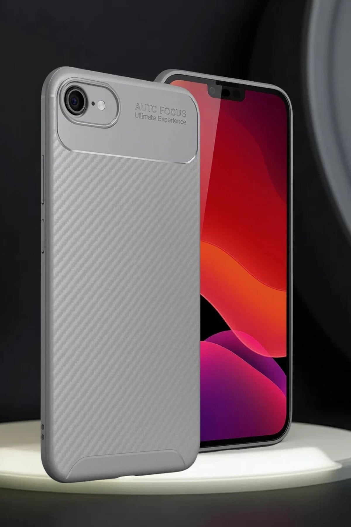 Apple iPhone 16E Uyumlu Kılıf Auto Focus Karbon Kapak - Gri