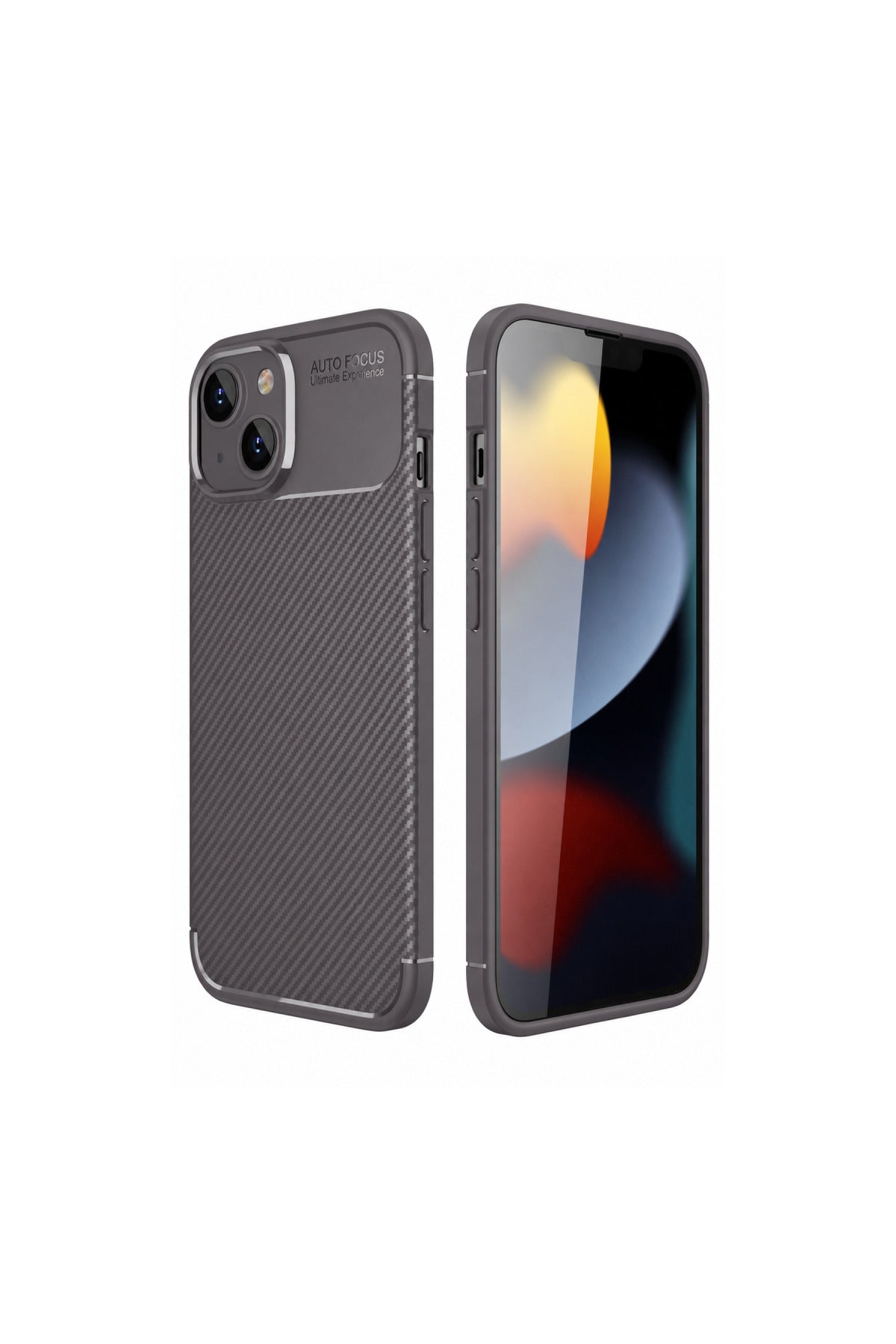 Apple iPhone 14 Uyumlu Kılıf Auto Focus Karbon Kapak - Gri