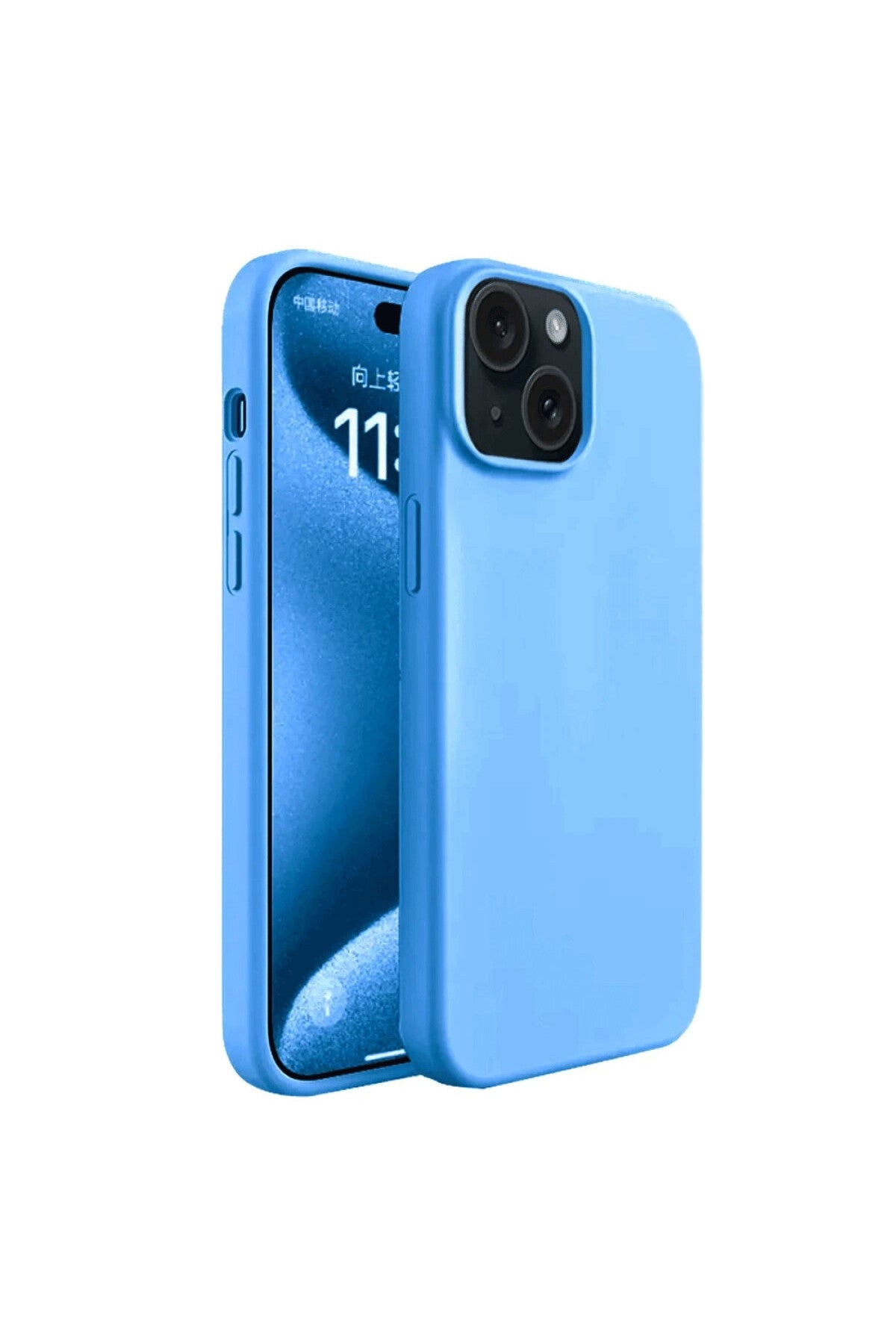 Apple iPhone 15 Plus Uyumlu Kılıf First Silikon - Mavi