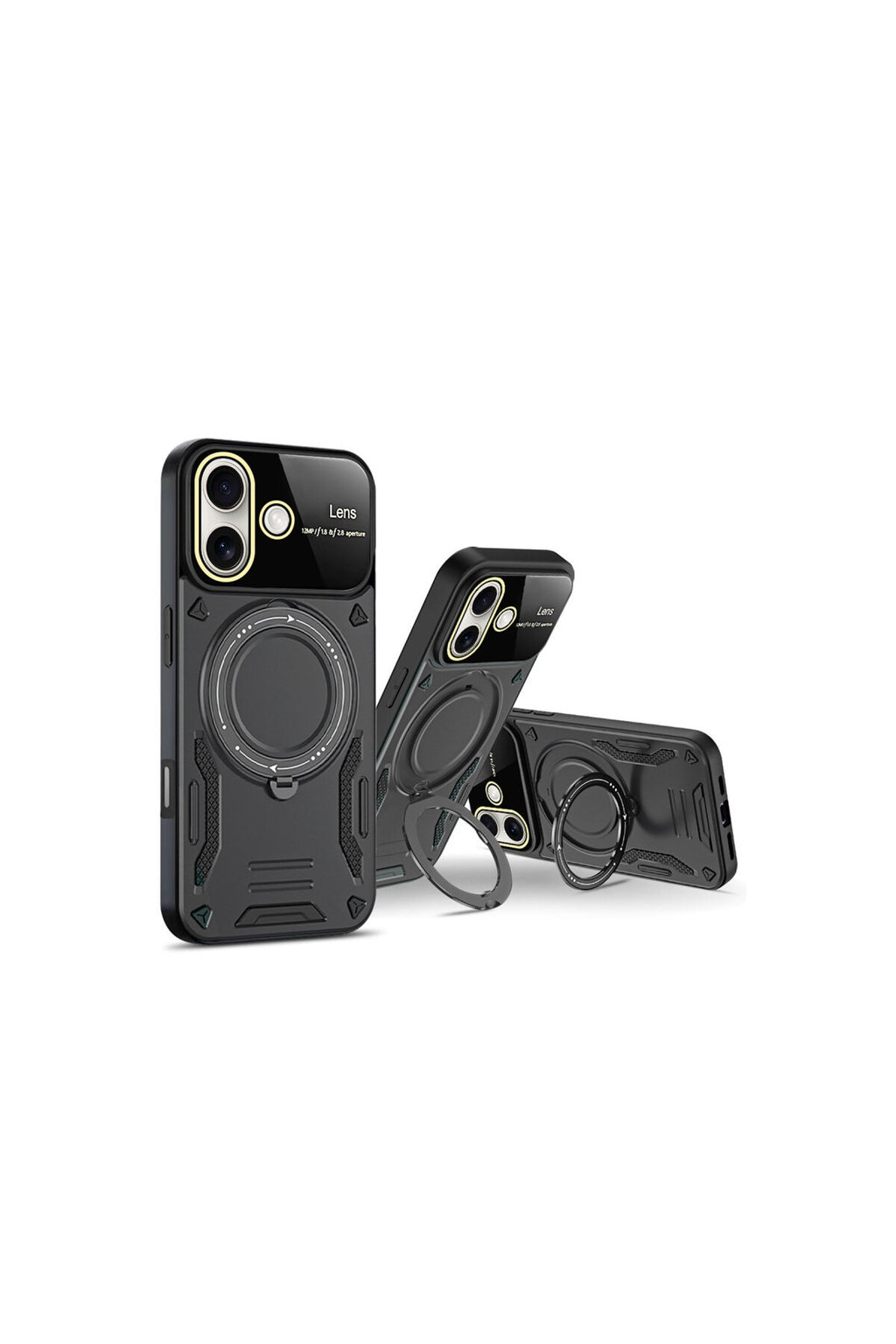 Apple iPhone 16 Uyumlu Kılıf Joy Lens Standlı Kapak - Kırmızı