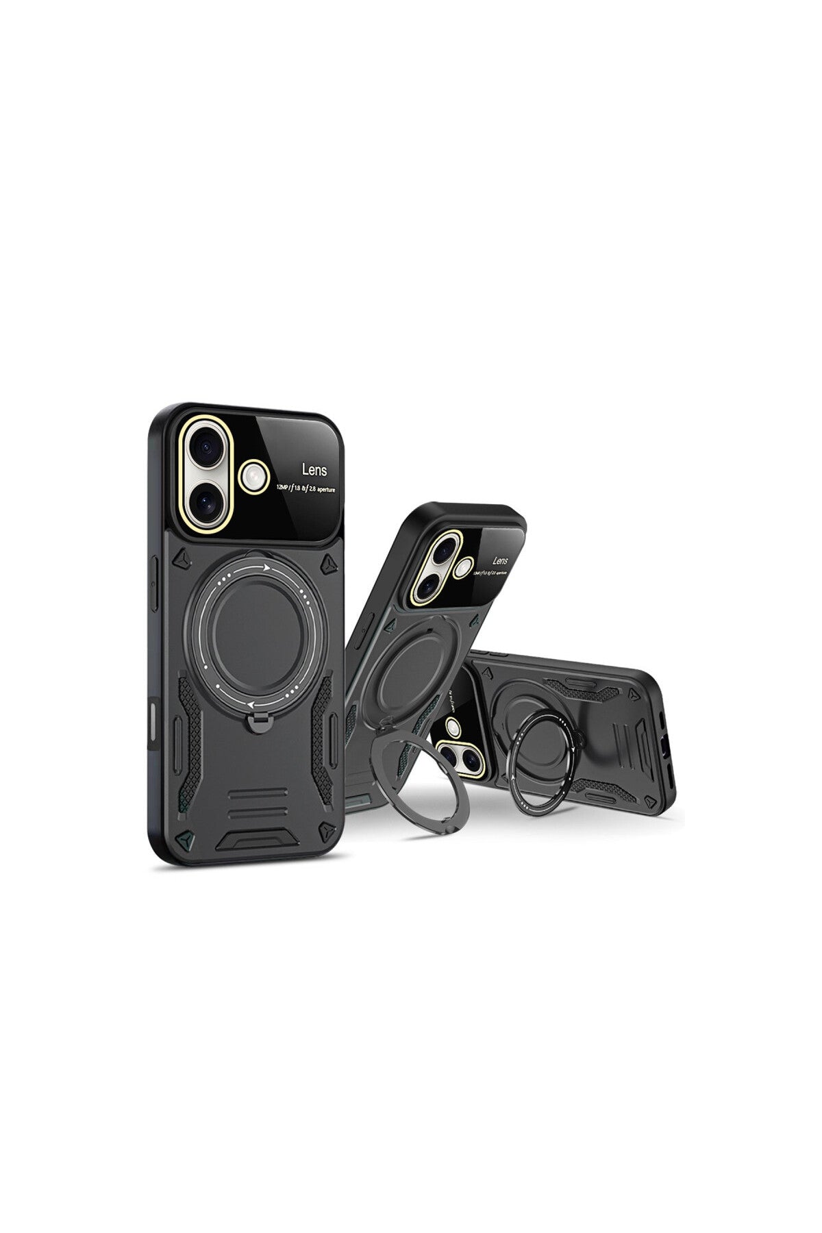 Apple iPhone 16 Uyumlu Kılıf Joy Lens Standlı Kapak - Kırmızı