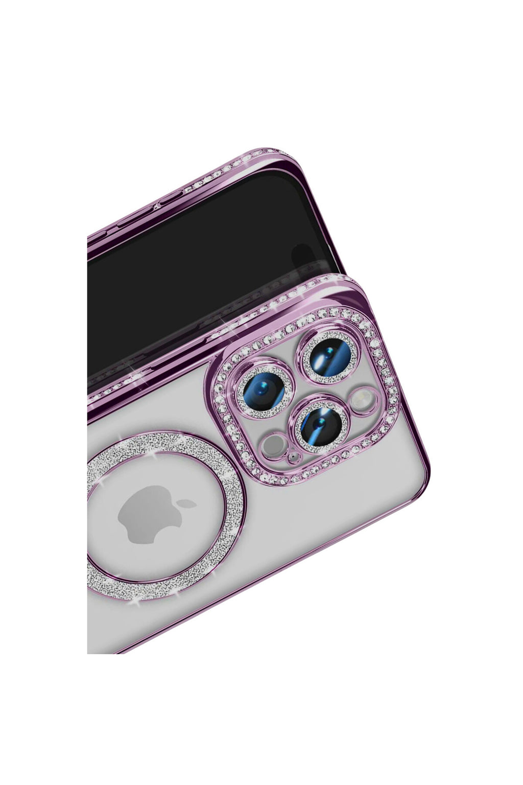 Apple iPhone 16 Pro Max Uyumlu Kılıf Joke Simli Magneticsafe Kılıf - Derin Mor