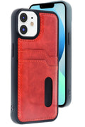 Apple iPhone 11 Uyumlu Kılıf Sara Kartvizitli Deri Kılıf - Kırmızı