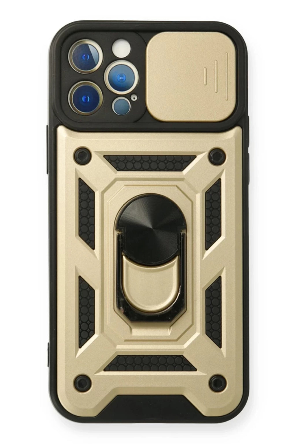 Apple iPhone 12 Pro Uyumlu Kılıf Pars Lens Yüzüklü Silikon - Gold