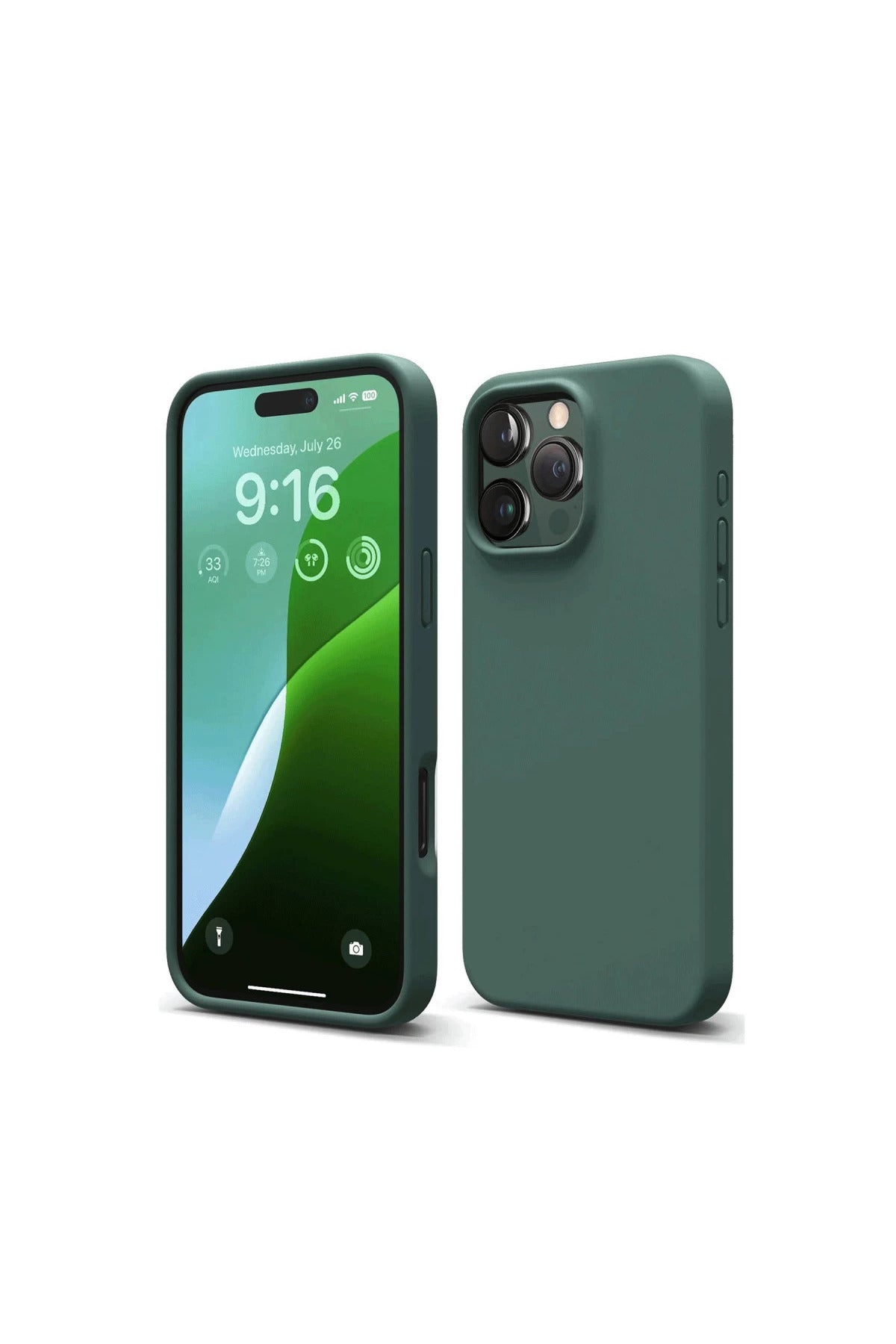 Apple iPhone 16 Pro Uyumlu Kılıf First Silikon - Koyu Yeşil