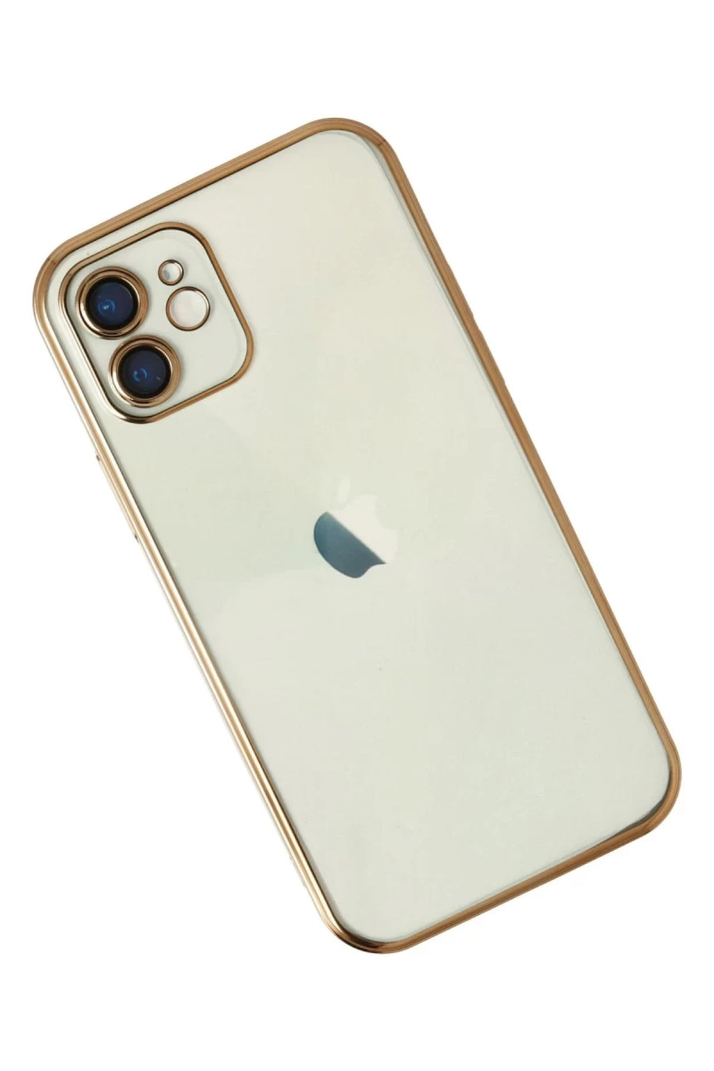 Apple iPhone 12 Uyumlu Kılıf Lensli Silikon - Gold