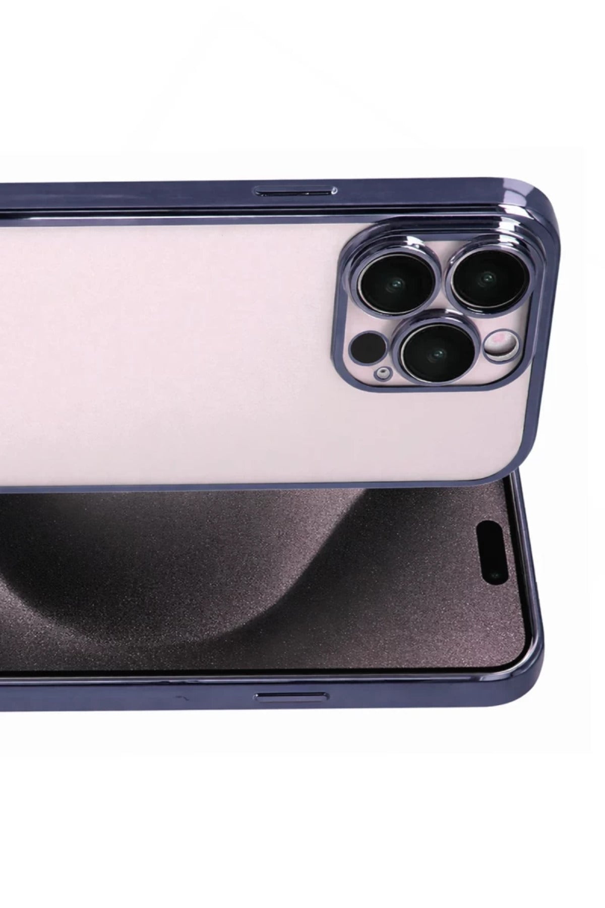 Apple iPhone 15 Pro Max Uyumlu Lensli Silikon - Lacivert