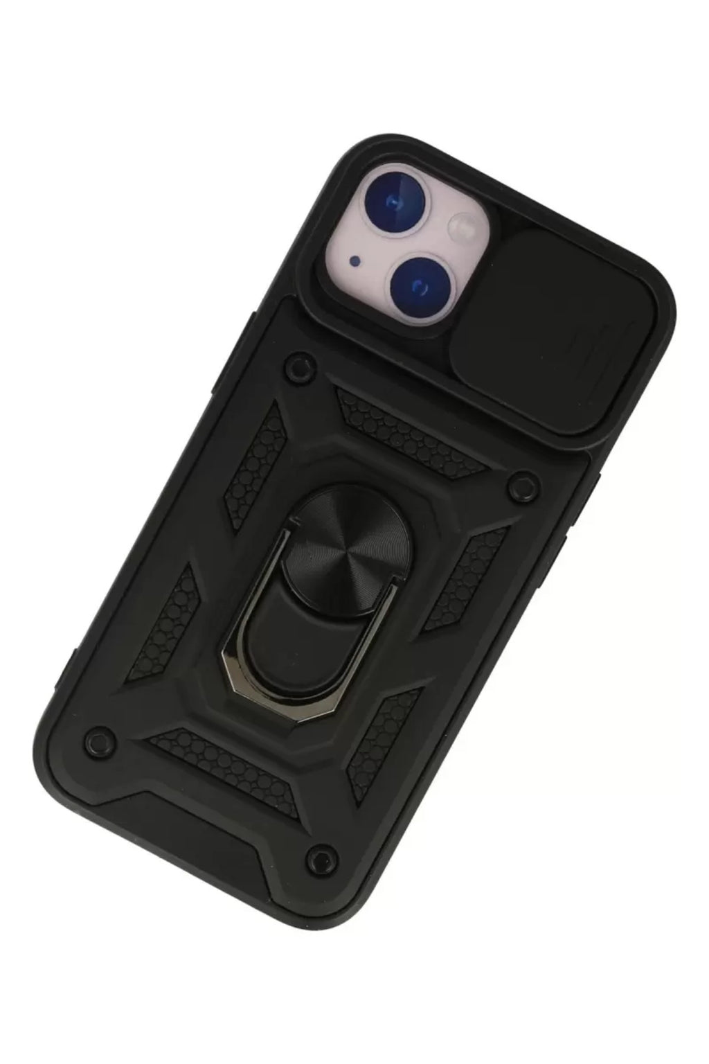 Apple iPhone 15 Uyumlu Kılıf Pars Lens Yüzüklü Silikon - Siyah