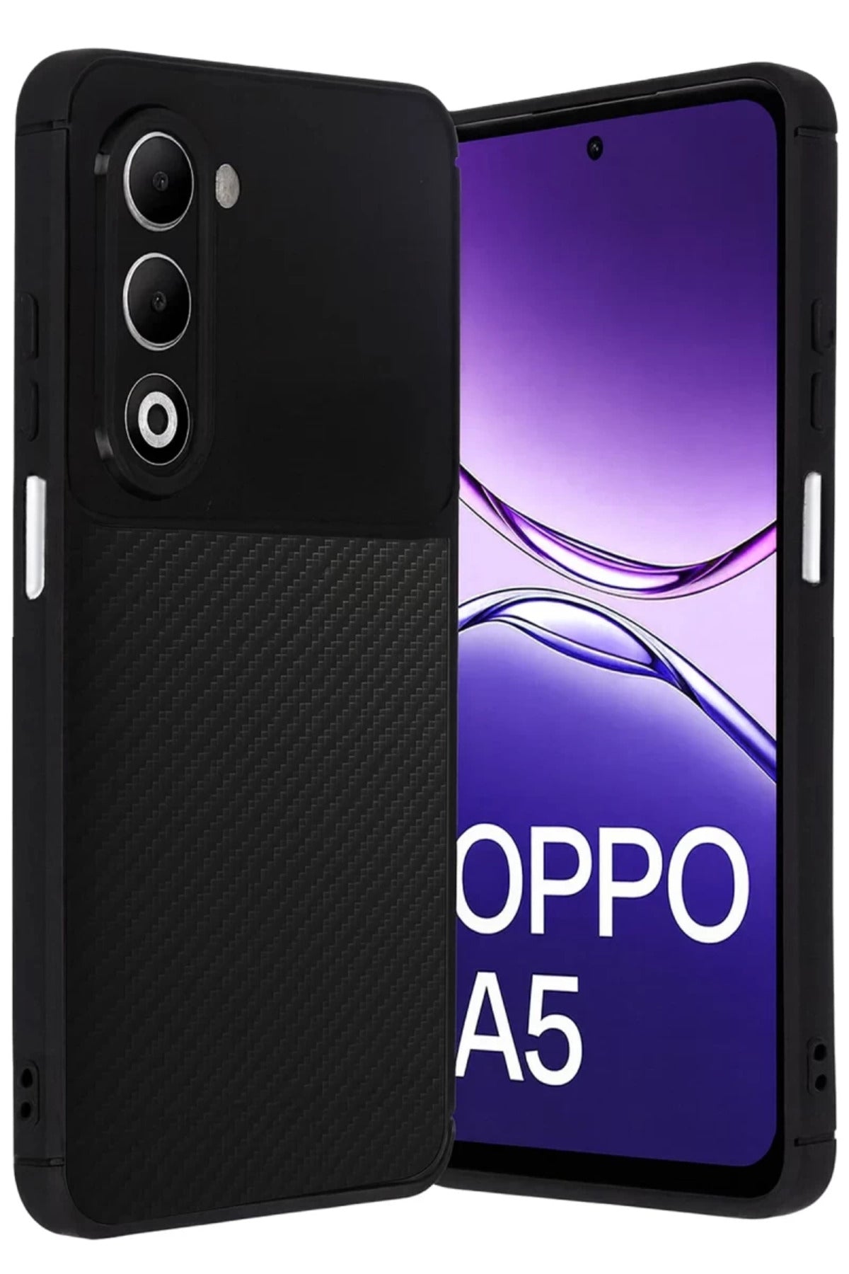 Oppo A5 4G Uyumlu Auto Focus Karbon Kapak - Siyah