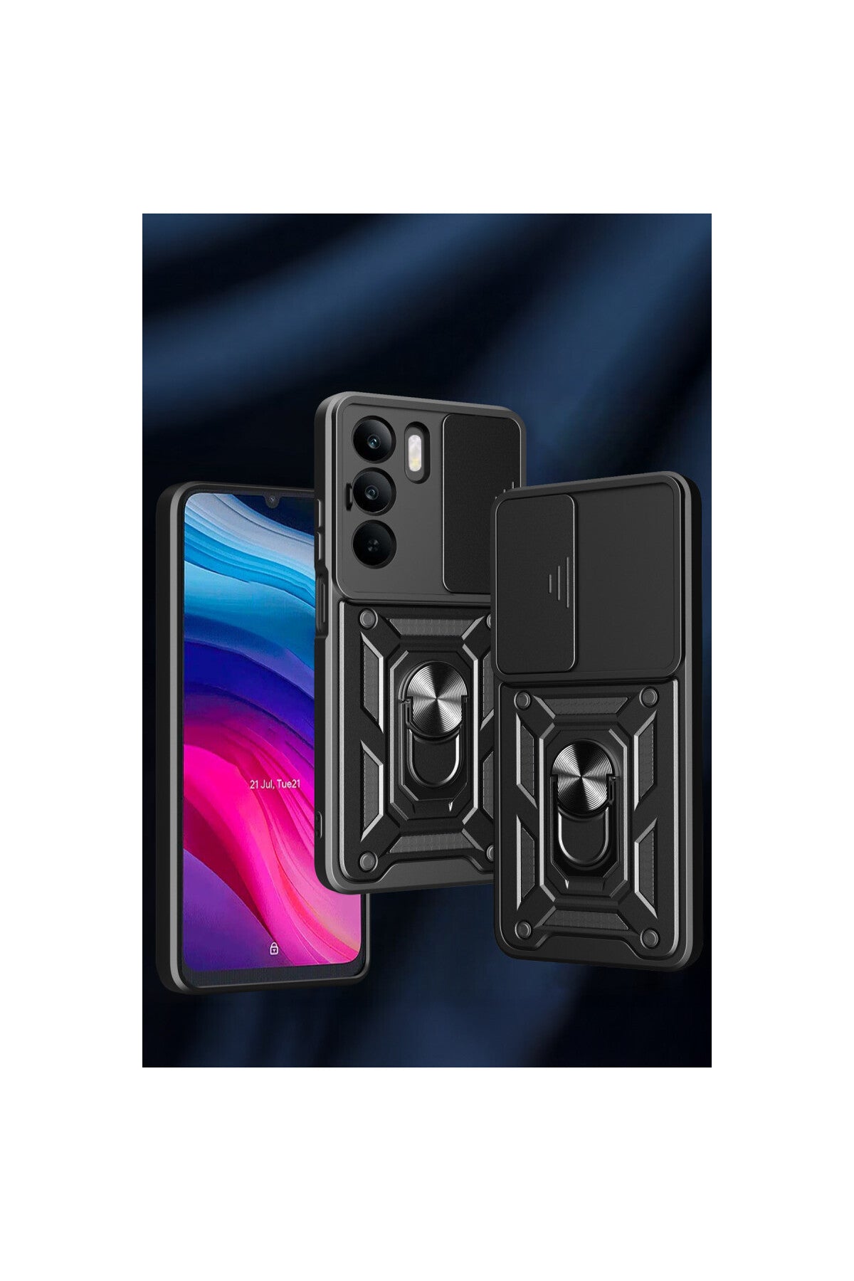 Realme C75 4G Uyumlu Kılıf Pars Lens Yüzüklü Silikon - Yeşil