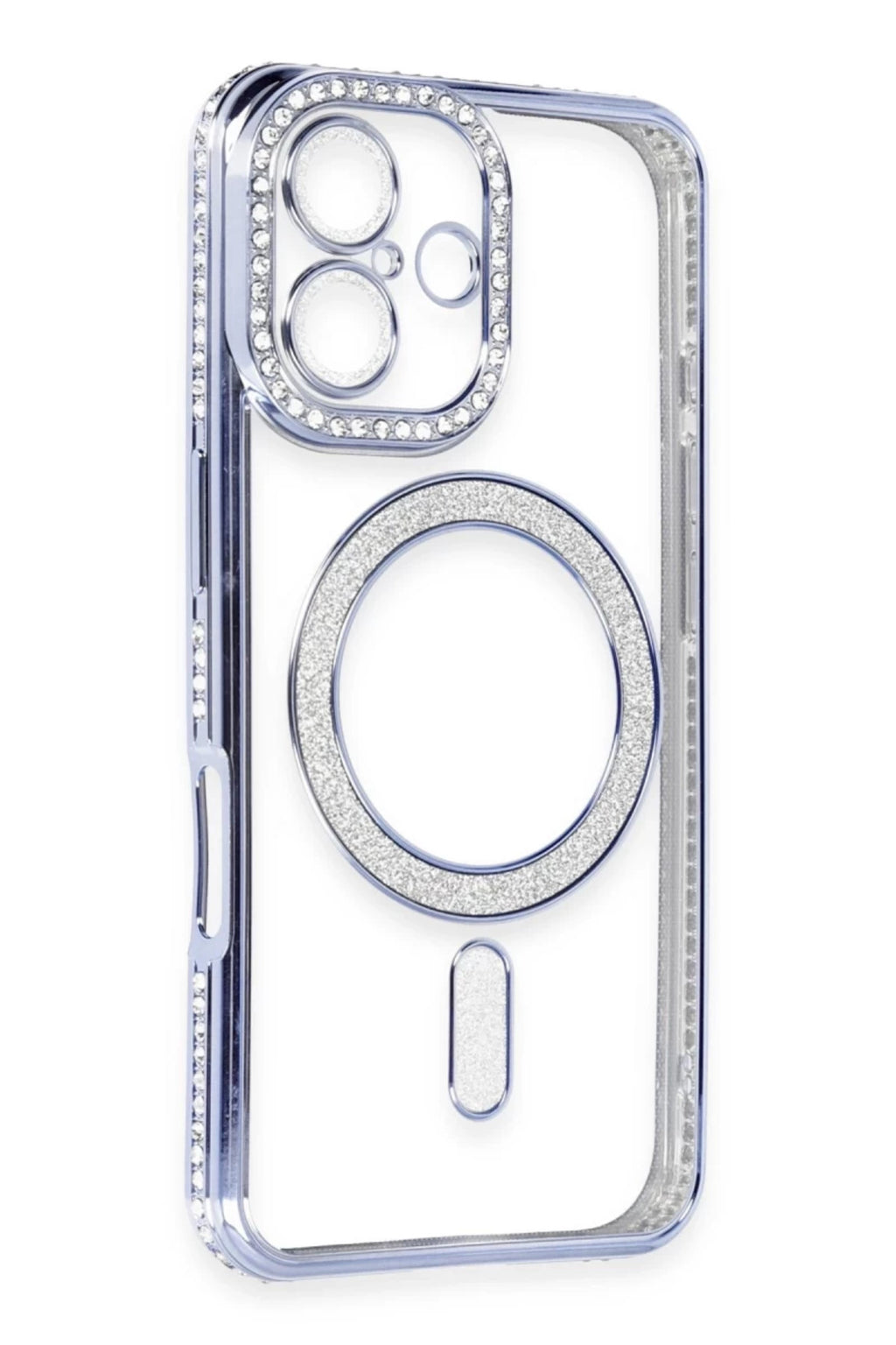 Apple iPhone 16 Uyumlu Kılıf Joke Simli Magneticsafe Kılıf - Mavi