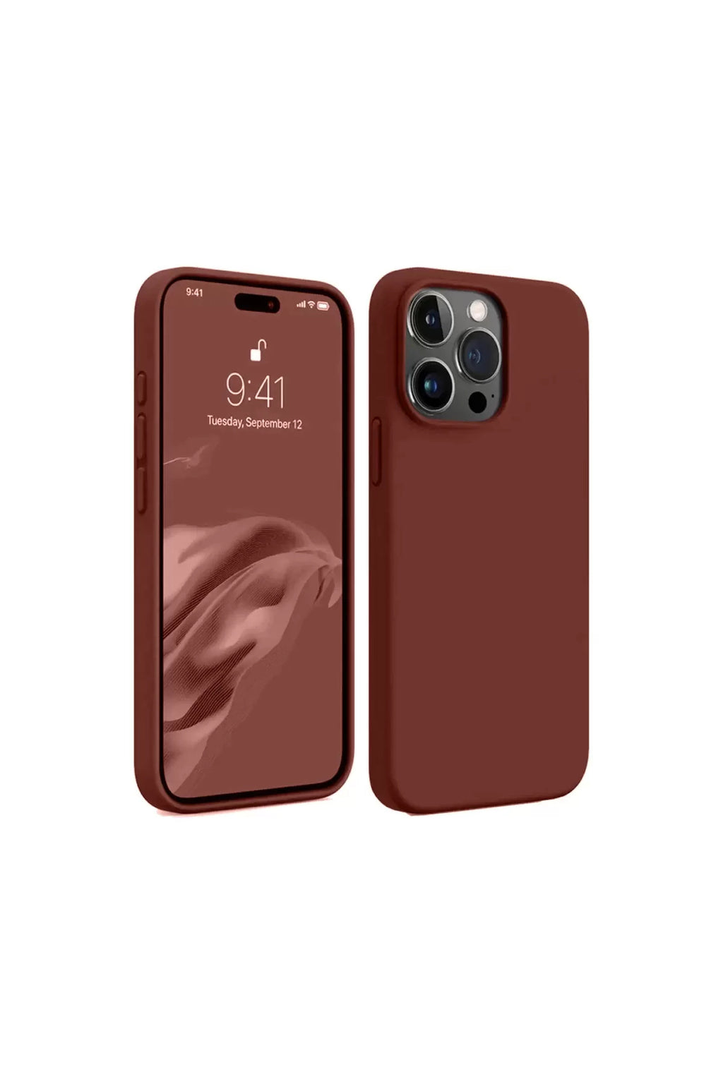 Apple iPhone 15 Pro Max Uyumlu Kılıf First Silikon - Bordo