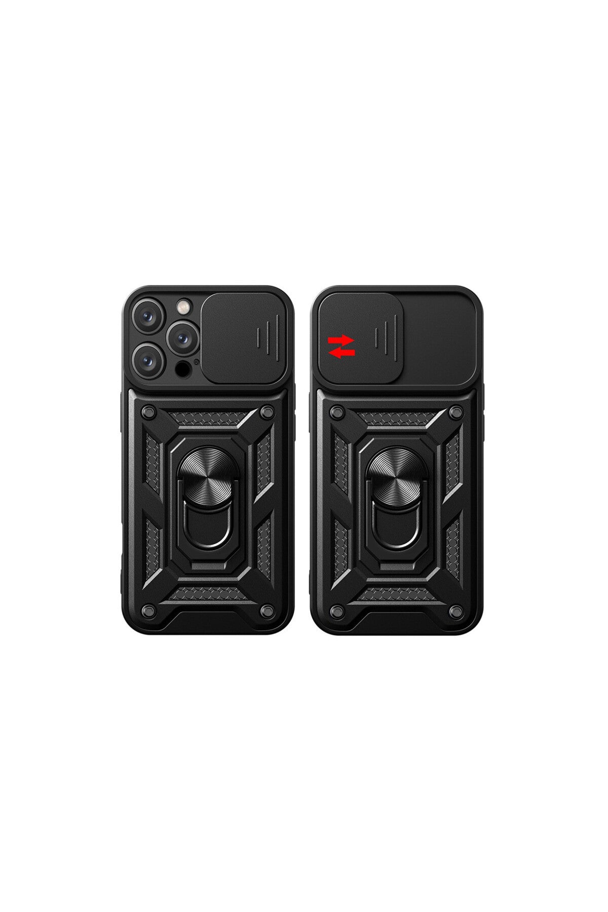 Apple iPhone 16 Pro Max Uyumlu Kılıf Pars Lens Yüzüklü Silikon - Kırmızı