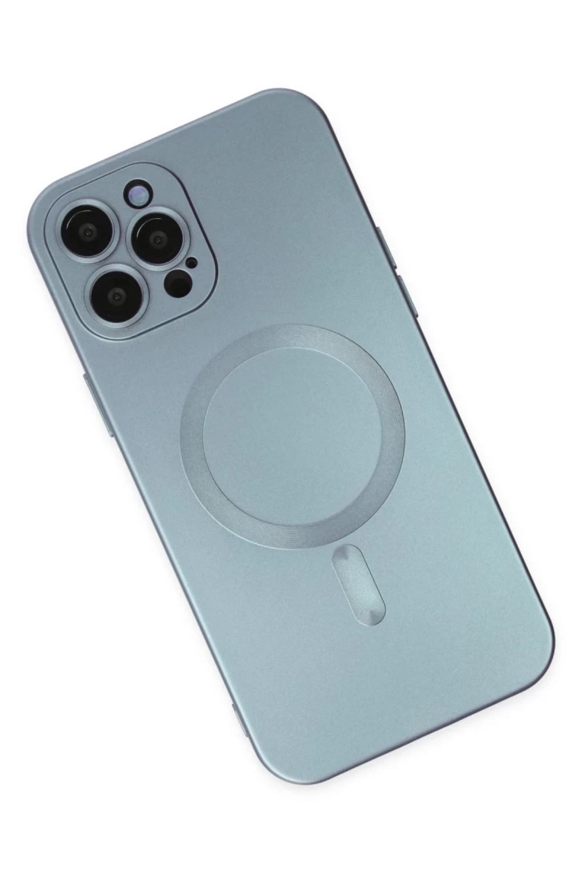 Apple iPhone 12 Pro Max Uyumlu Kılıf Moshi Lens Magneticsafe Silikon - Sierra Blue
