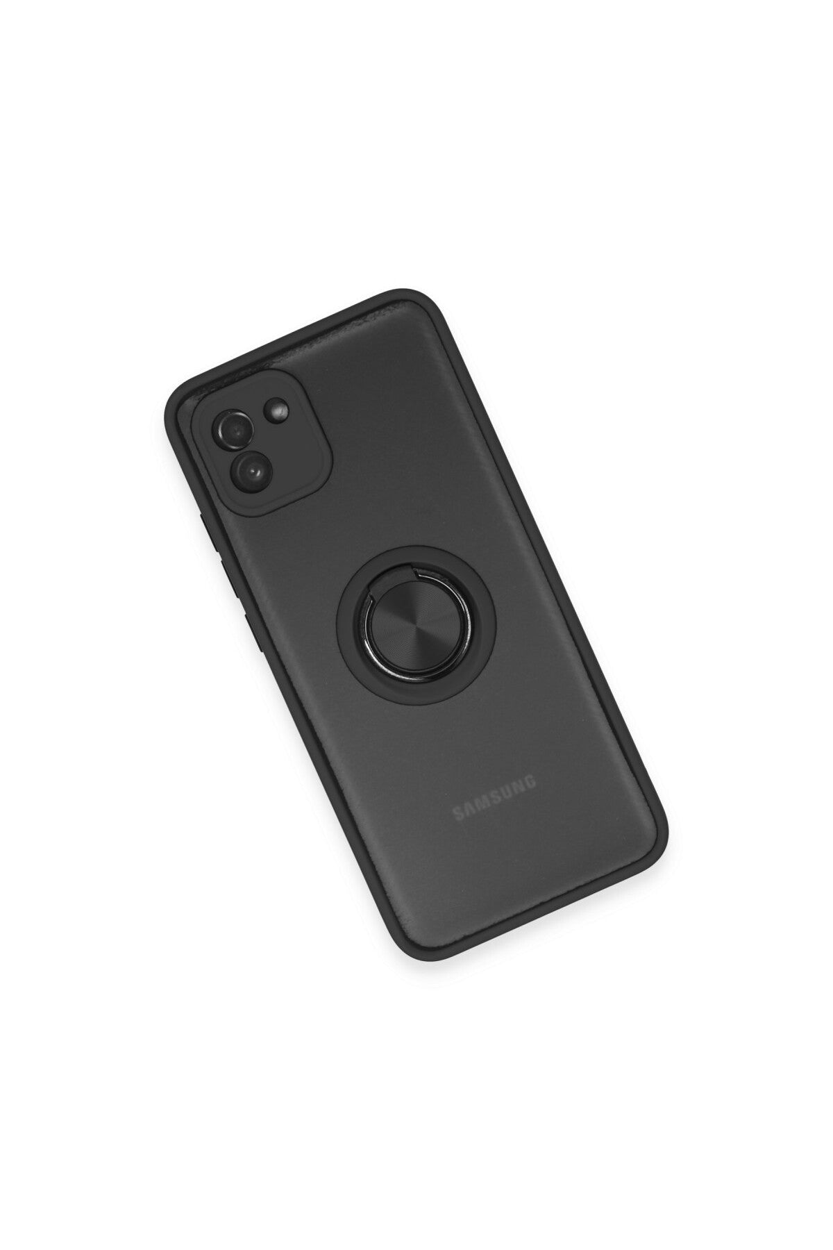 Samsung Galaxy A03 Uyumlu Kılıf Montreal Yüzüklü Silikon Kapak - Siyah