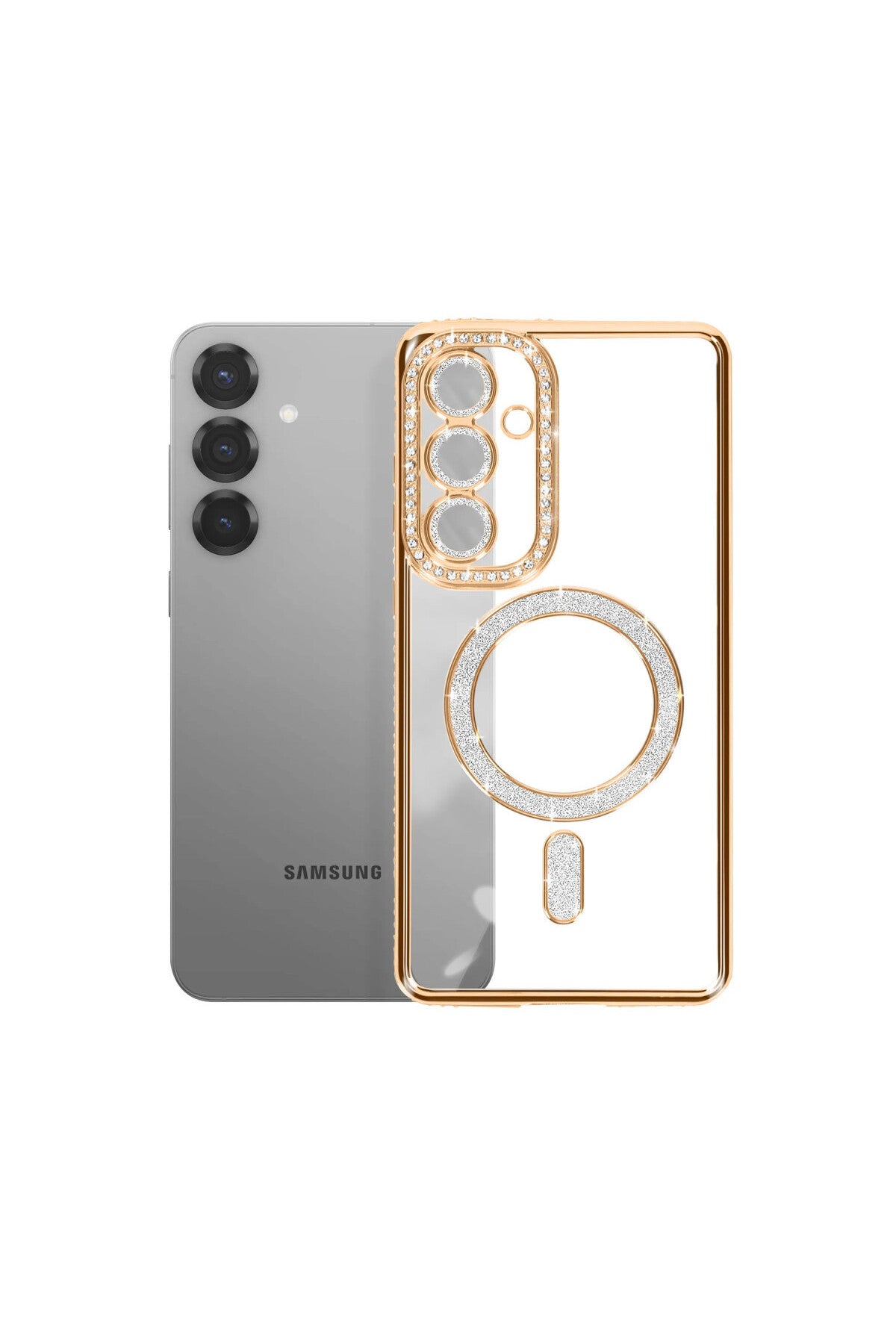 Samsung Galaxy S26 Plus Uyumlu Joke Simli Magneticsafe Kılıf - Gold