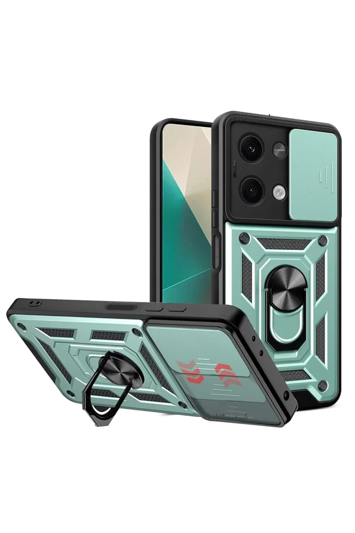 Xiaomi Poco X6 Uyumlu Kılıf Pars Lens Yüzüklü Silikon - Yeşil